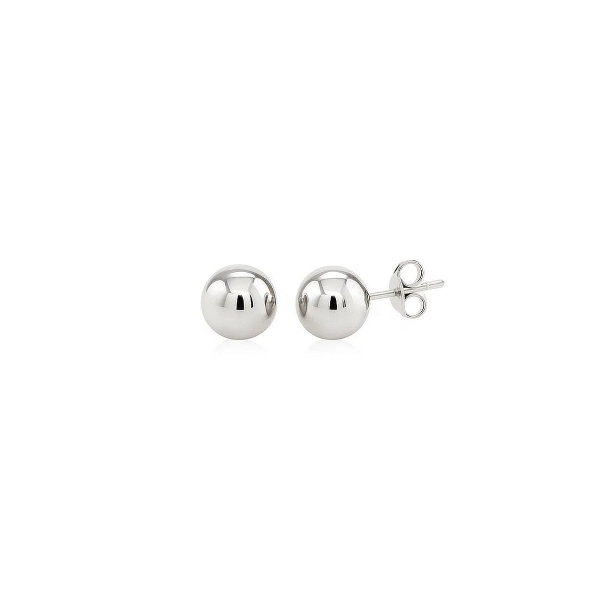 14k White Gold Spherical Stud Earrings (7.0 mm) - LinkagejewelrydesignLinkagejewelrydesign