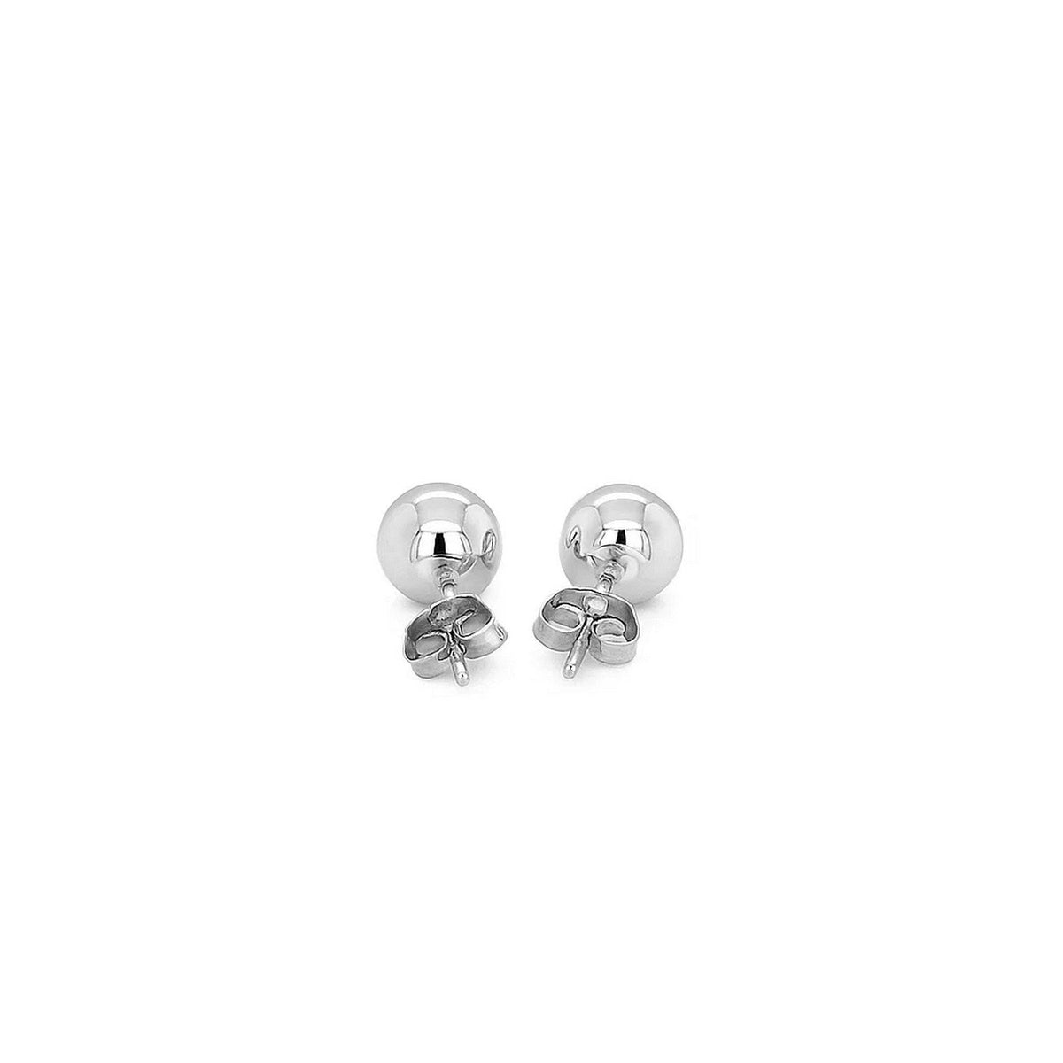 14k White Gold Spherical Stud Earrings (7.0 mm) - LinkagejewelrydesignLinkagejewelrydesign