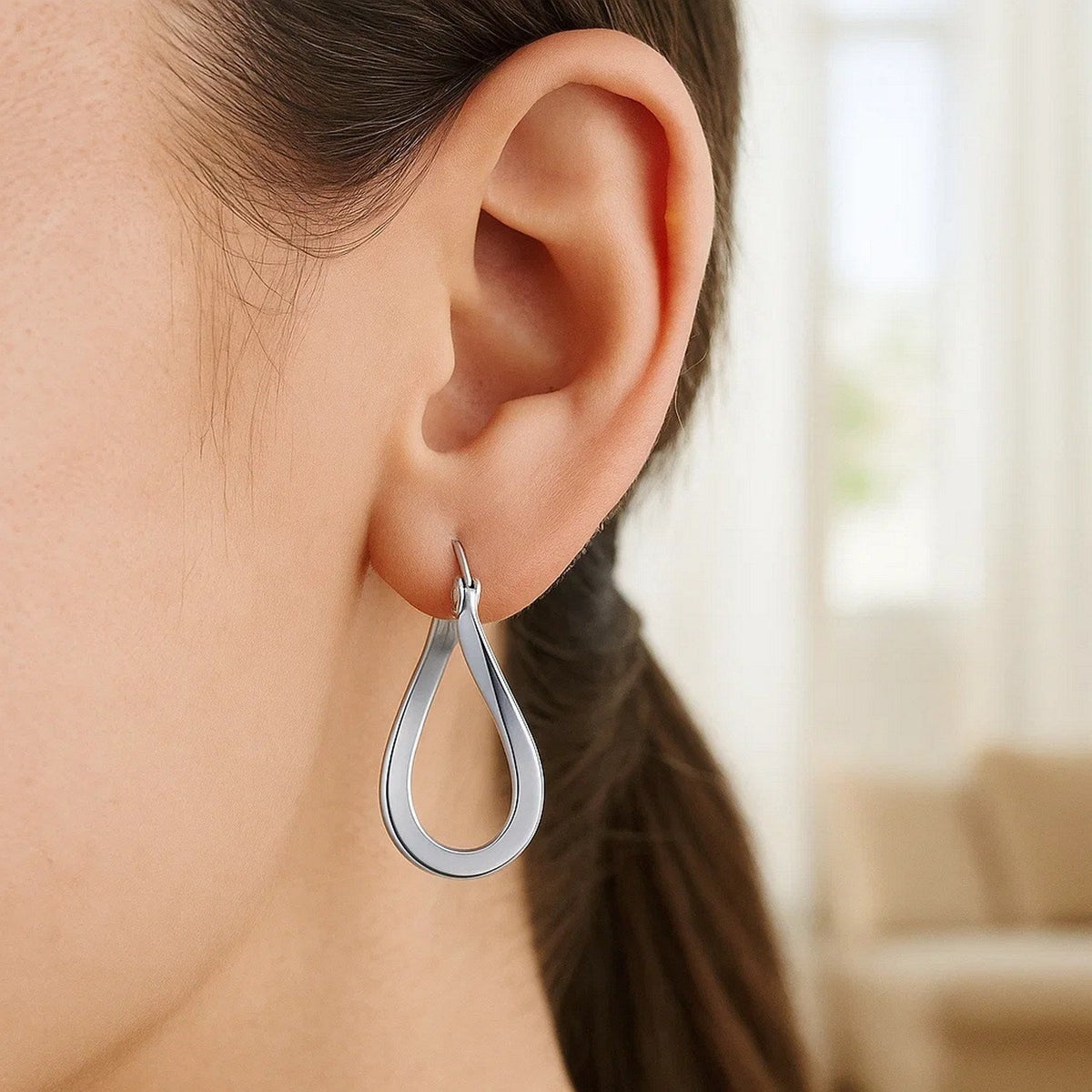 14k White Gold Twisted Freeform Hoop Earrings - LinkagejewelrydesignLinkagejewelrydesign