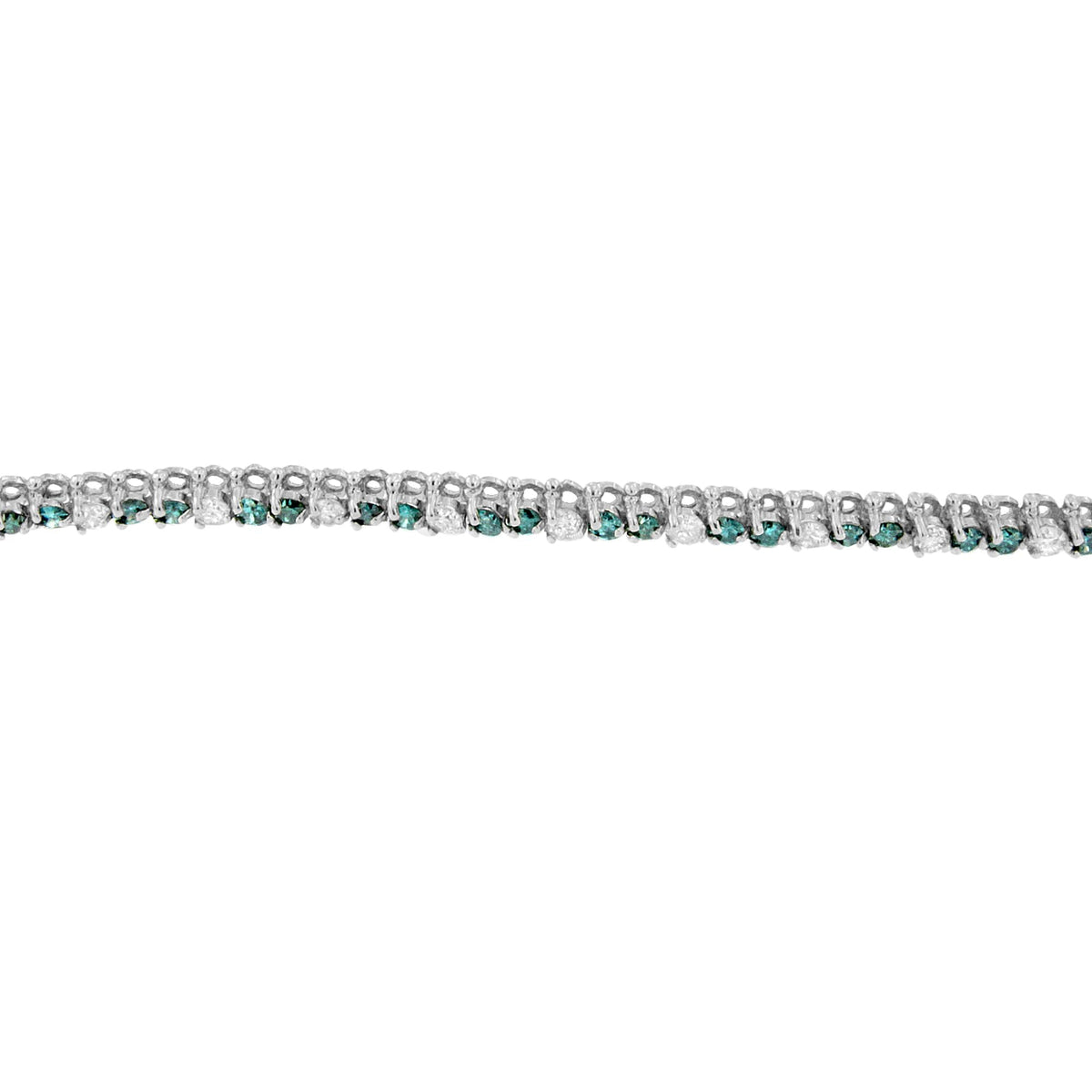 14K White Gold White And Treated Blue Diamond Bracelet (4 5/8 cttw, H - I Color, I1 - I2 Clarity) - LinkagejewelrydesignLinkagejewelrydesign