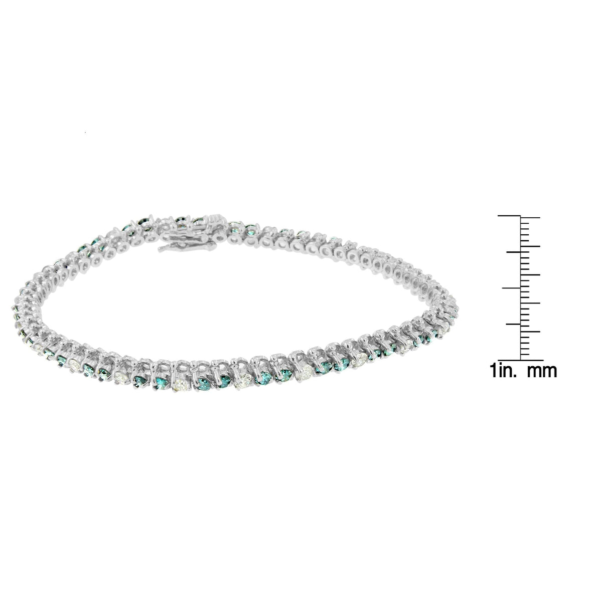 14K White Gold White And Treated Blue Diamond Bracelet (4 5/8 cttw, H - I Color, I1 - I2 Clarity) - LinkagejewelrydesignLinkagejewelrydesign