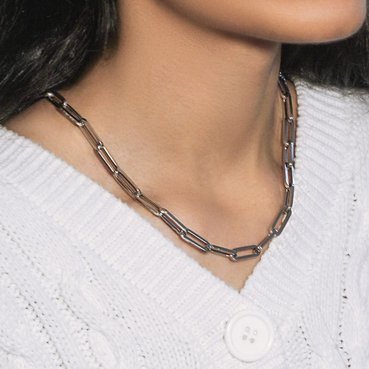 14K White Gold Wide Paperclip Chain (6.10 mm) - LinkagejewelrydesignLinkagejewelrydesign