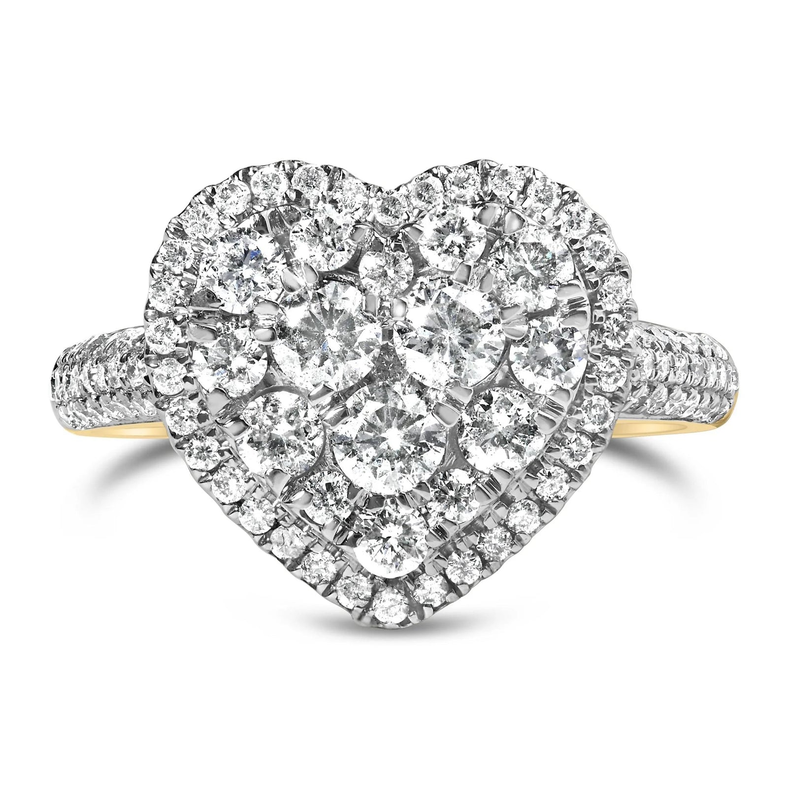 14K Yellow Gold 1 1/2 Cttw Diamond Heart Shaped Composite Ring (H - I Color, SI2 - I1 Clarity) - Ring Size 7 - LinkagejewelrydesignLinkagejewelrydesign