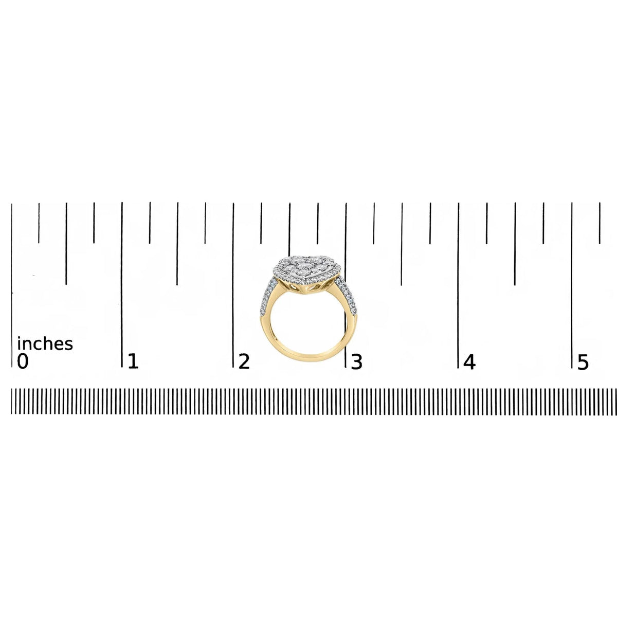 14K Yellow Gold 1 1/2 Cttw Diamond Heart Shaped Composite Ring (H - I Color, SI2 - I1 Clarity) - Ring Size 7 - LinkagejewelrydesignLinkagejewelrydesign