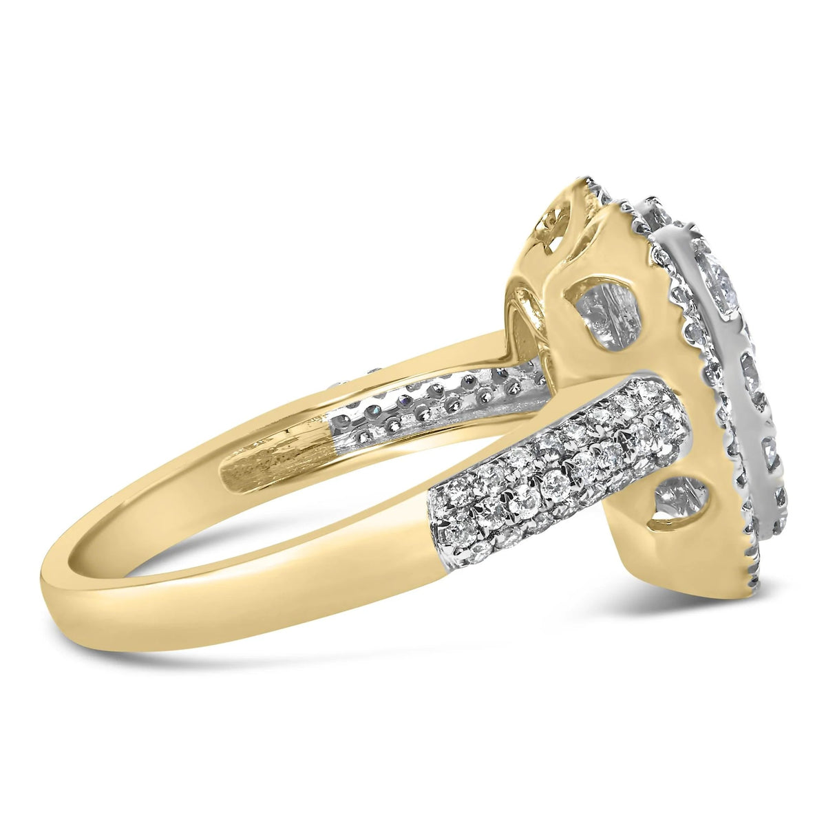 14K Yellow Gold 1 1/2 Cttw Diamond Heart Shaped Composite Ring (H - I Color, SI2 - I1 Clarity) - Ring Size 7 - LinkagejewelrydesignLinkagejewelrydesign
