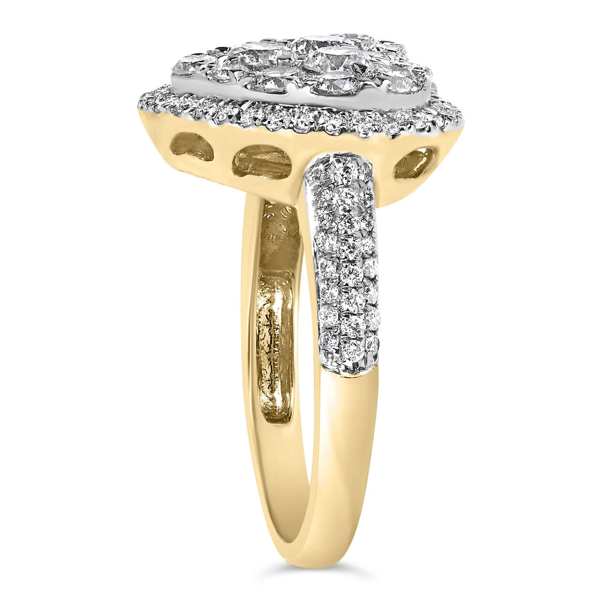 14K Yellow Gold 1 1/2 Cttw Diamond Heart Shaped Composite Ring (H - I Color, SI2 - I1 Clarity) - Ring Size 7 - LinkagejewelrydesignLinkagejewelrydesign