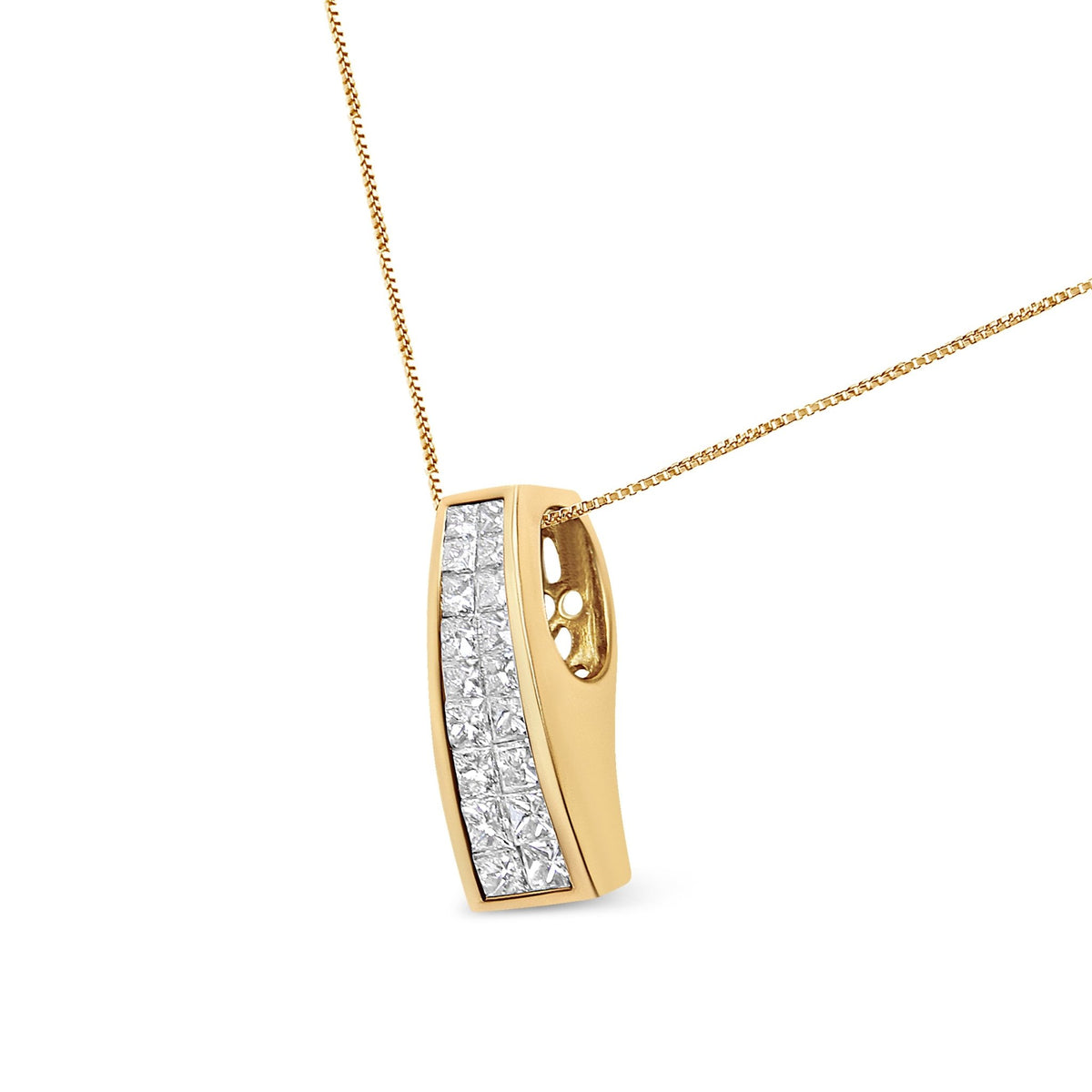 14K Yellow Gold 1 1/2 cttw Princess Cut Diamond Greek Column Pendant Necklace (G - H, VS1 - VS2) - LinkagejewelrydesignLinkagejewelrydesign