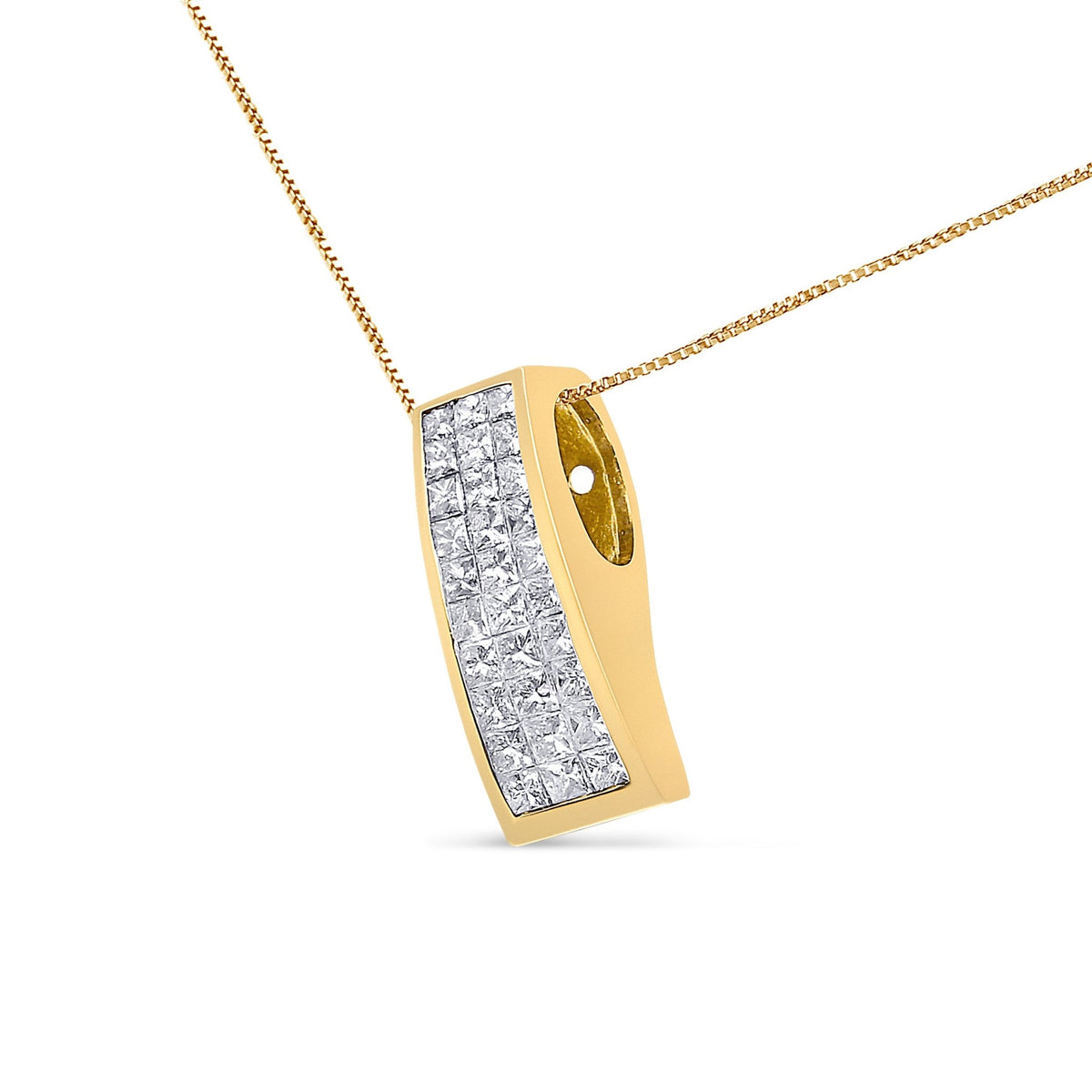 14K Yellow Gold 1 1/2 cttw Princess Cut Diamond Greek Column Pendant Necklace (G - H, VS1 - VS2) - LinkagejewelrydesignLinkagejewelrydesign