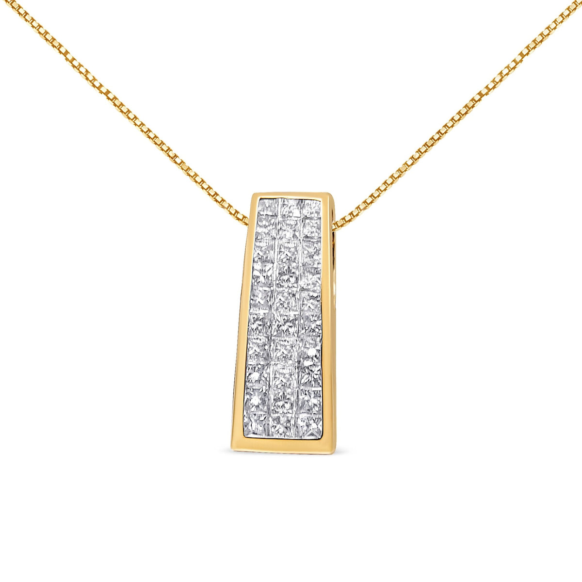 14K Yellow Gold 1 1/2 cttw Princess Cut Diamond Greek Column Pendant Necklace (G - H, VS1 - VS2) - LinkagejewelrydesignLinkagejewelrydesign