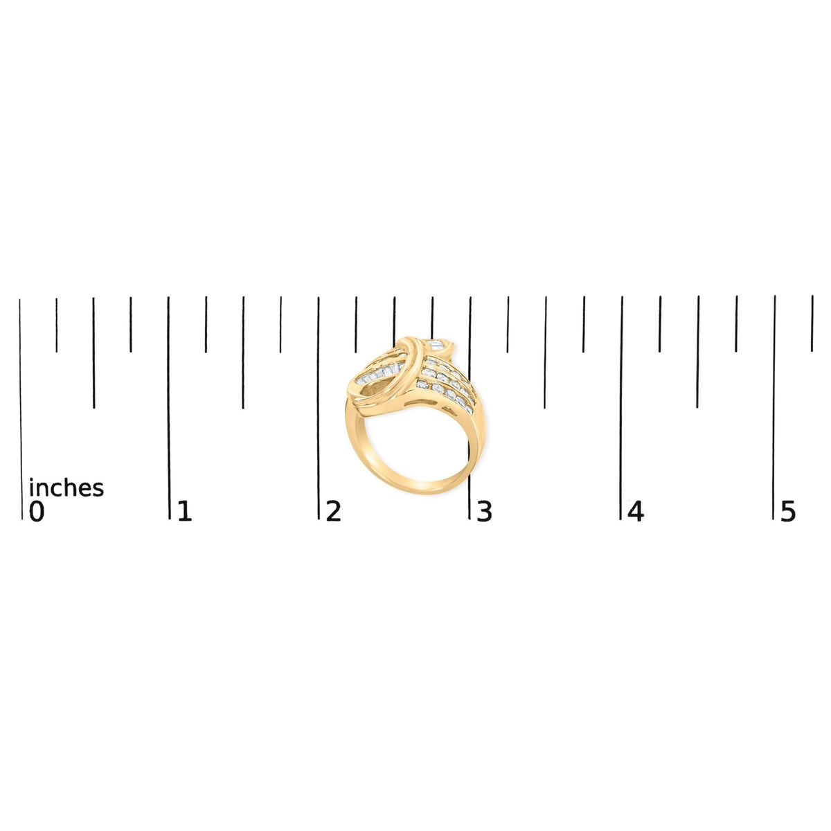 14K Yellow Gold 1 1/3 Cttw Channel Set Diamond Bypass Cocktail Ring (J - K Color, I1 - I2 Clarity) - Ring Size 7 - LinkagejewelrydesignLinkagejewelrydesign