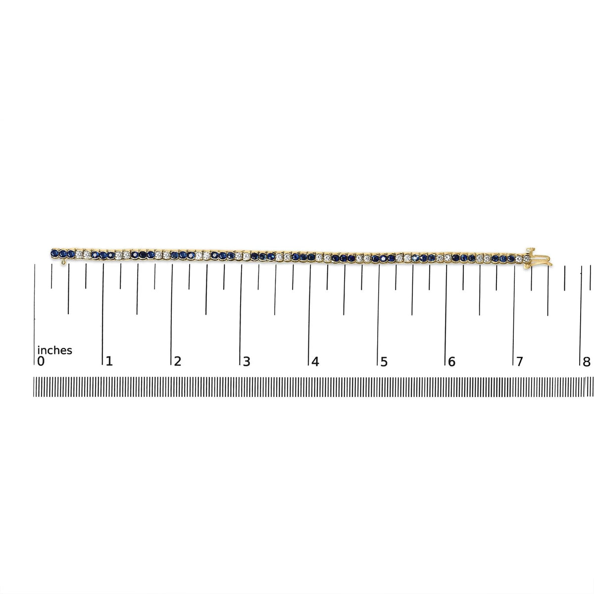 14K Yellow Gold 1 3/4 Cttw Diamond and 5.0 Cttw Blue Sapphire Bezel Set Tennis Bracelet (G - H Color, SI1 - SI2 Clarity) - 7&quot; Inches - LinkagejewelrydesignLinkagejewelrydesign