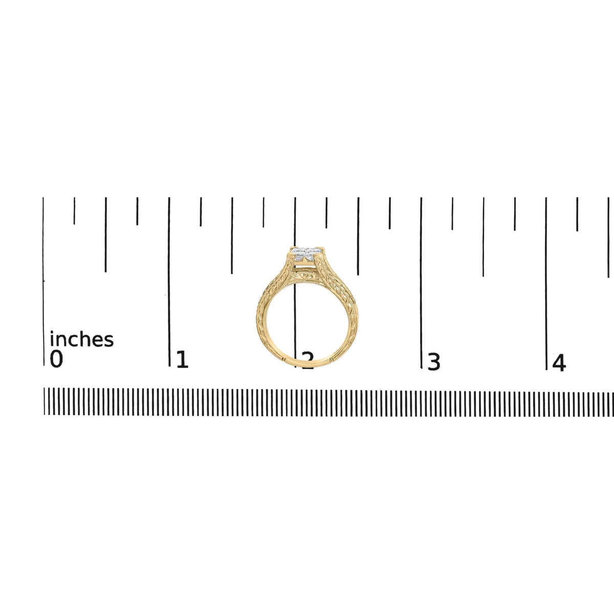 14K Yellow Gold 1.0 Cttw Princess Composite Diamond Engagement Ring (G - H Color, VS1 - VS2 Clarity) - Size 7 - LinkagejewelrydesignLinkagejewelrydesign