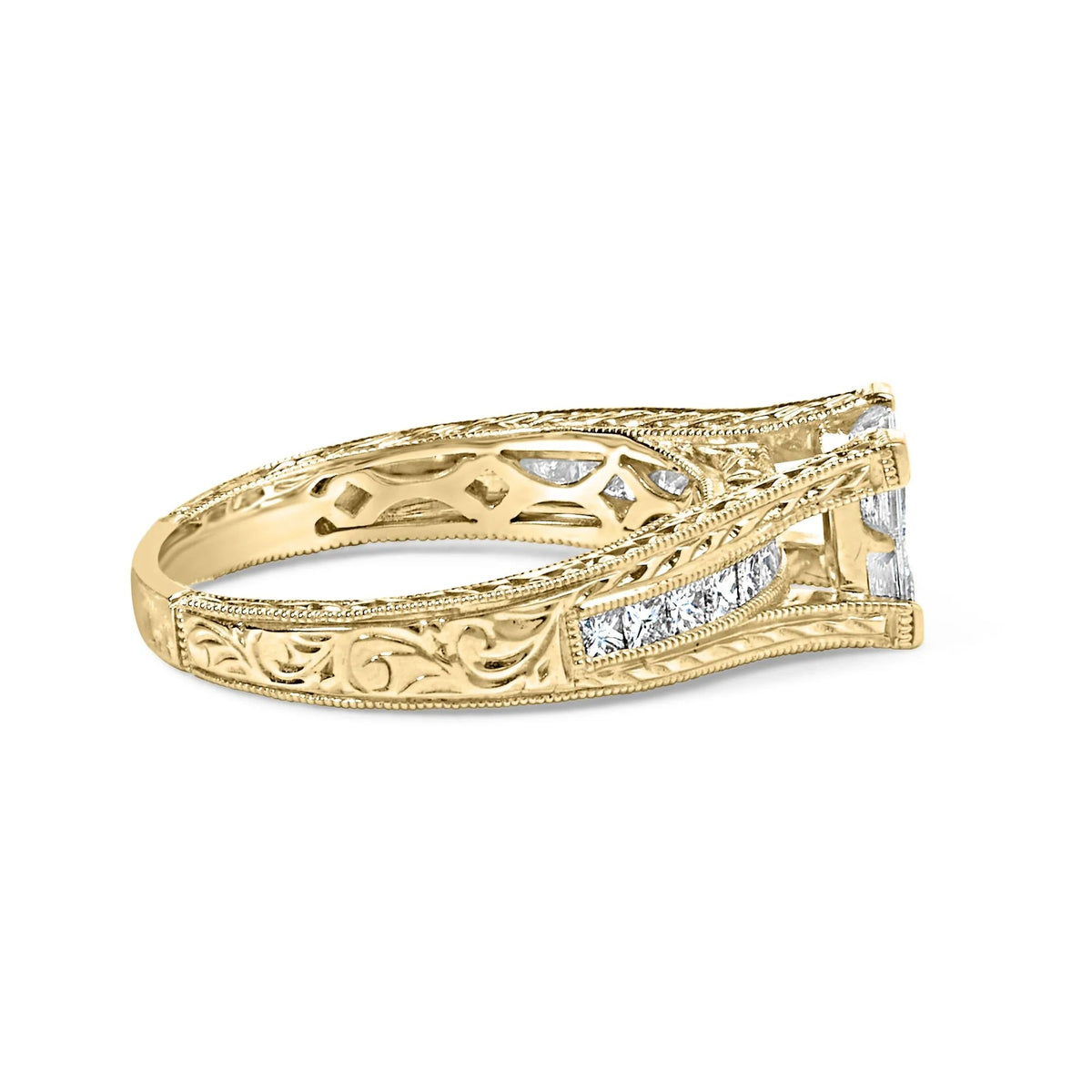 14K Yellow Gold 1.0 Cttw Princess Composite Diamond Engagement Ring (G - H Color, VS1 - VS2 Clarity) - Size 7 - LinkagejewelrydesignLinkagejewelrydesign