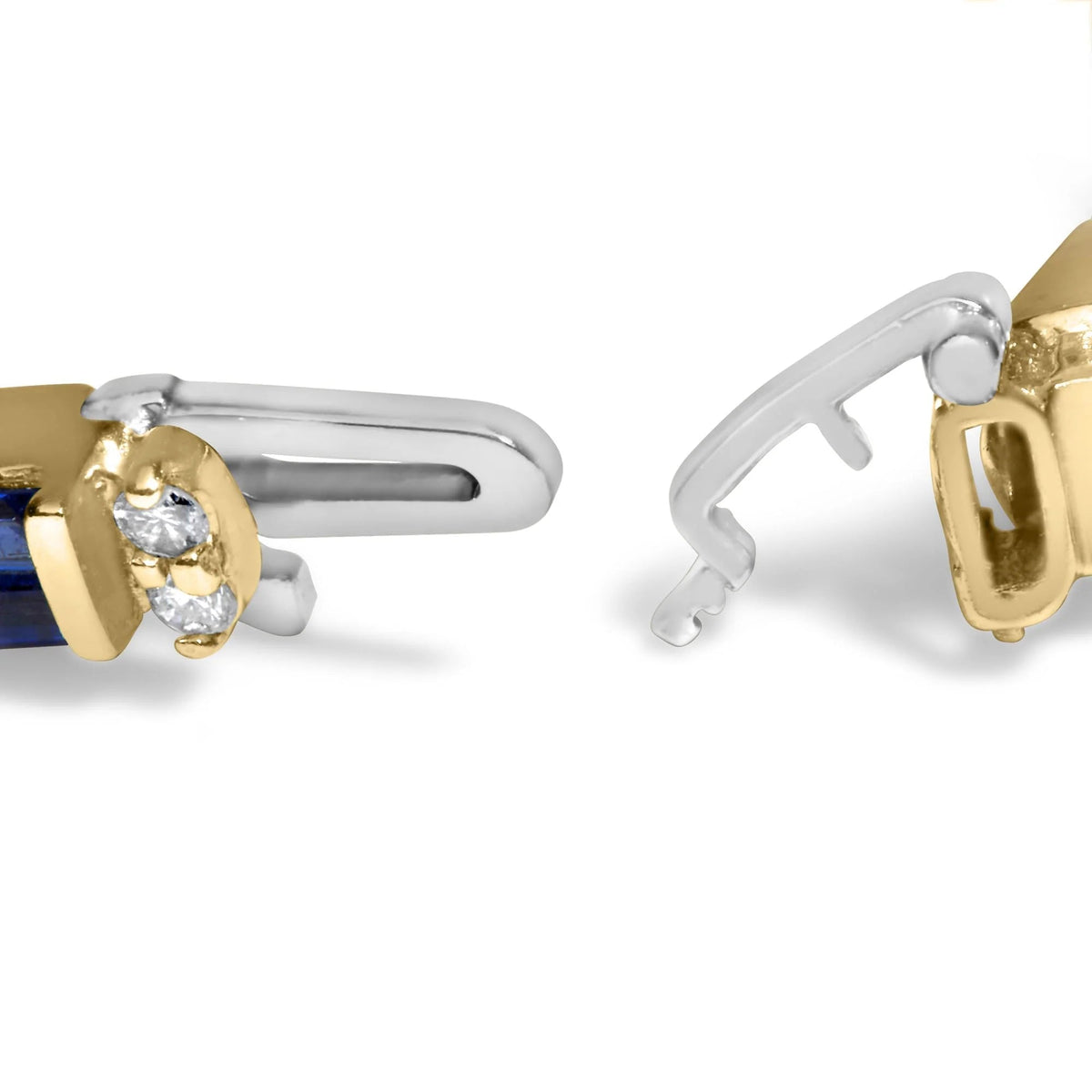 14K Yellow Gold 1.00 Cttw Diamond and Alternating Blue Sapphire Link Bracelet (H - I Color, SI1 - SI2 Clarity) - 7" Inches - LinkagejewelrydesignLinkagejewelrydesign