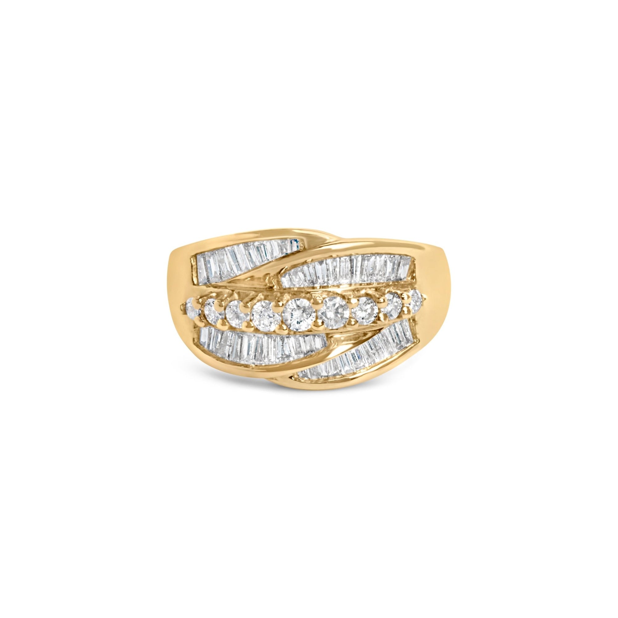 14K Yellow Gold 1.00 Cttw Diamond Cocktall Cluster 5 Stone Ring (H - I Color, SI1 - I1 Clarity) - Ring Size 7 - LinkagejewelrydesignLinkagejewelrydesign