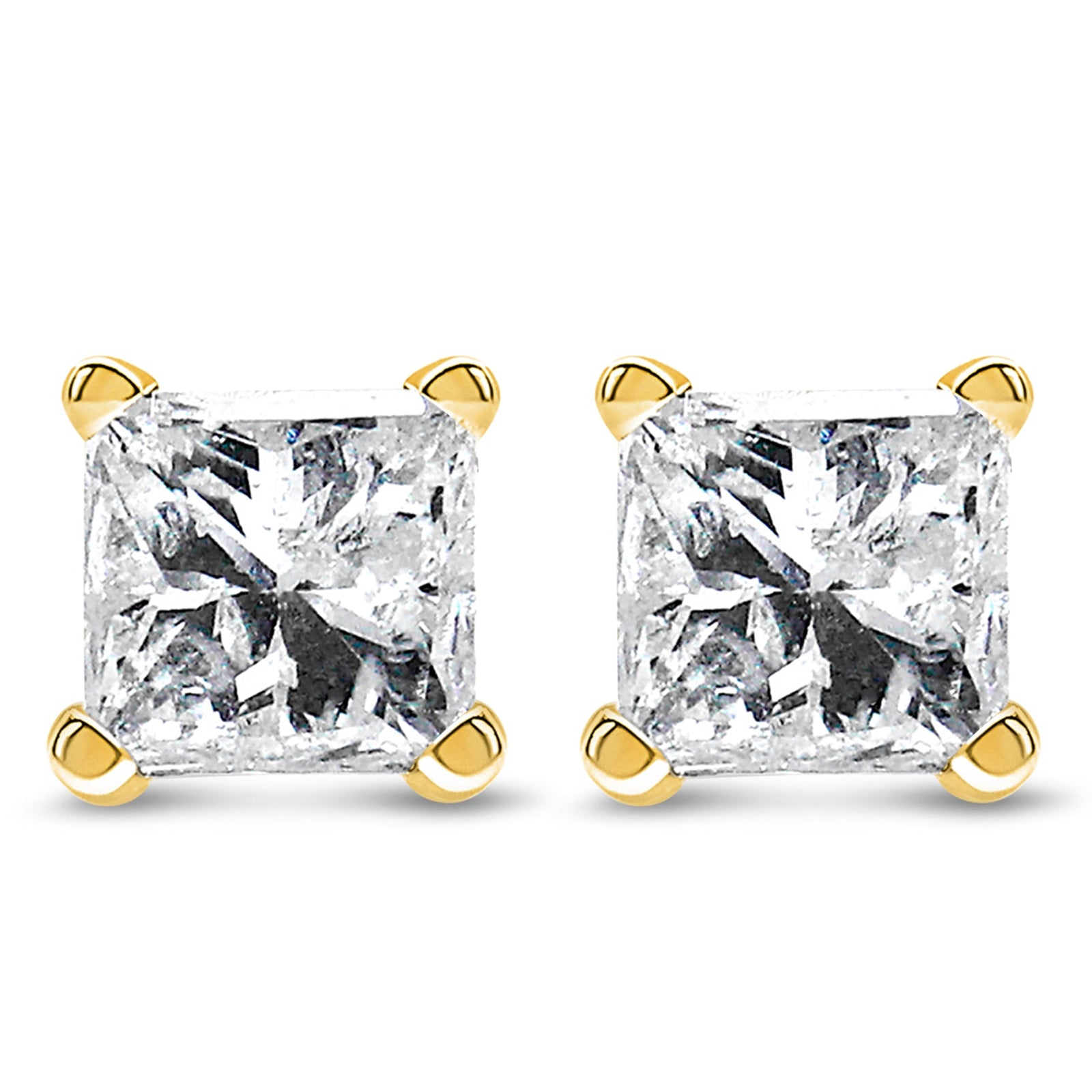 14K Yellow Gold 1/2 Cttw Princess Cut Diamond Solitaire Stud Earrings with Screwbacks (I - J Color, SI2 - I1 Clarity) - LinkagejewelrydesignLinkagejewelrydesign