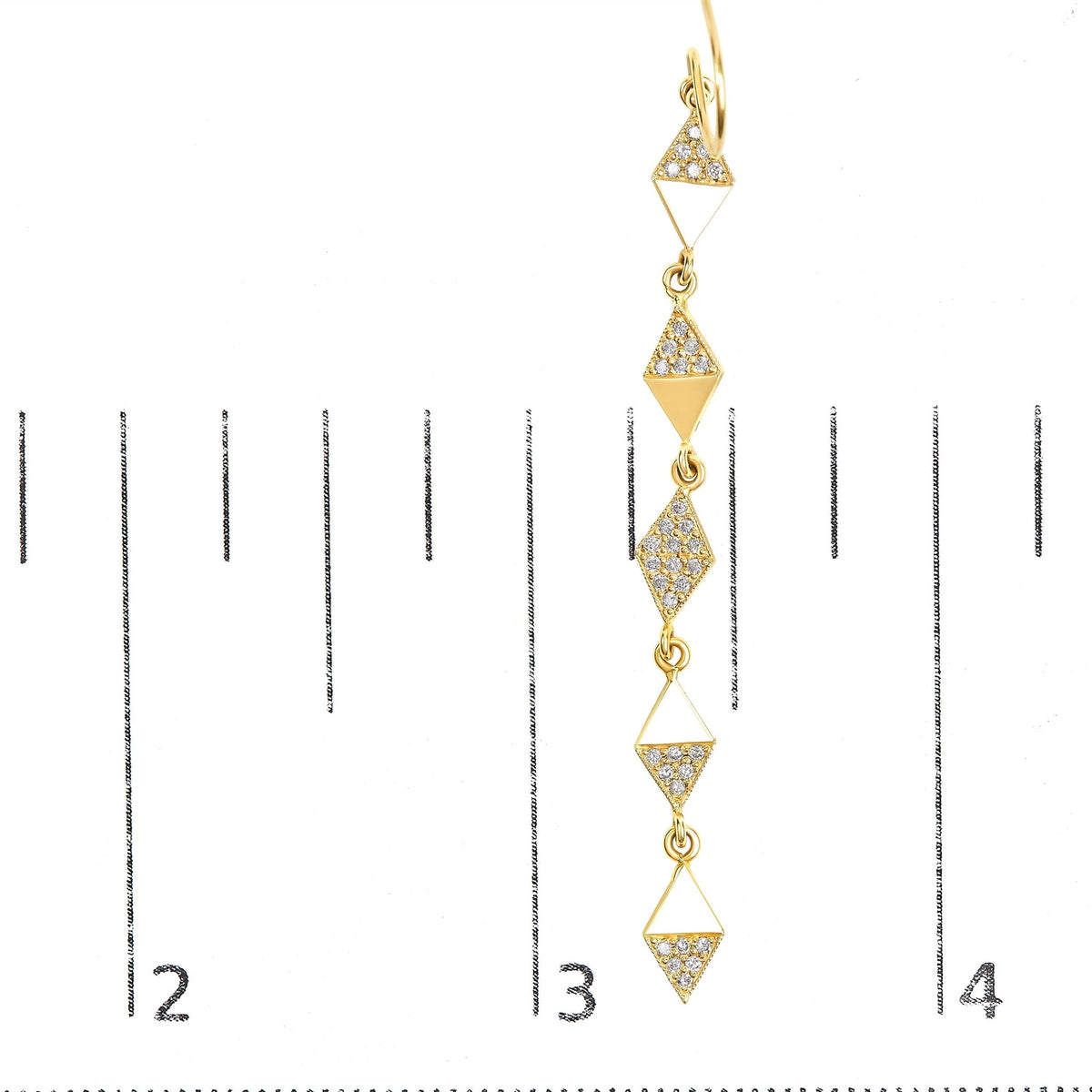 14K Yellow Gold 1/3 Cttw Diamond Studded Kite Drop and Dangle Earrings (H - I Color, SI2 - I1 Clarity) - LinkagejewelrydesignLinkagejewelrydesign