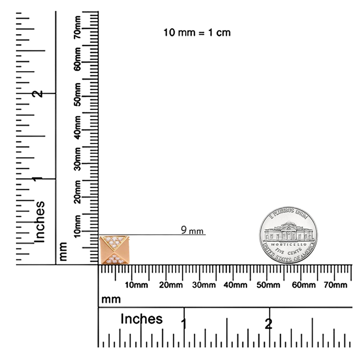 14K Yellow Gold 1/4 Cttw Diamond Matte Finished Pyramid Pendant Necklace (G - H Color, SI1 - SI2 Clarity) - 18 Inches - LinkagejewelrydesignLinkagejewelrydesign