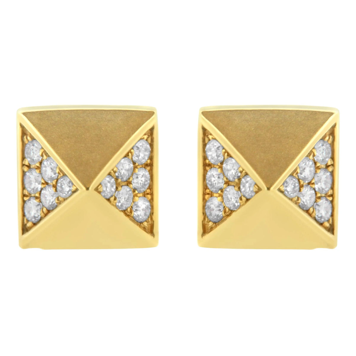 14K Yellow Gold 1/4 Cttw Diamond Pyramid Stud Earring (G - H Color, SI1 - SI2 Clarity) - LinkagejewelrydesignLinkagejewelrydesign