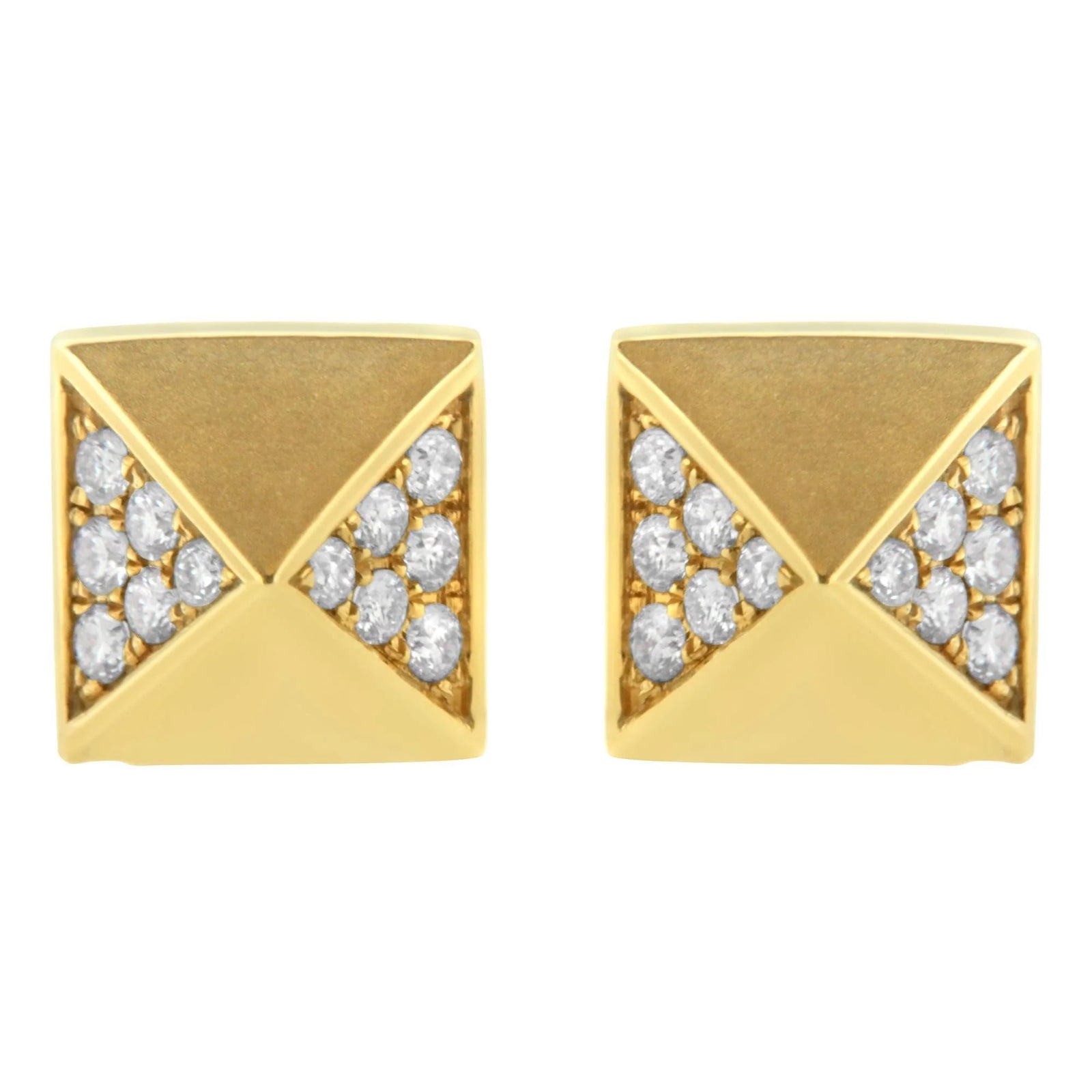 14K Yellow Gold 1/4 Cttw Diamond Pyramid Stud Earring (G - H Color, SI1 - SI2 Clarity) - LinkagejewelrydesignLinkagejewelrydesign
