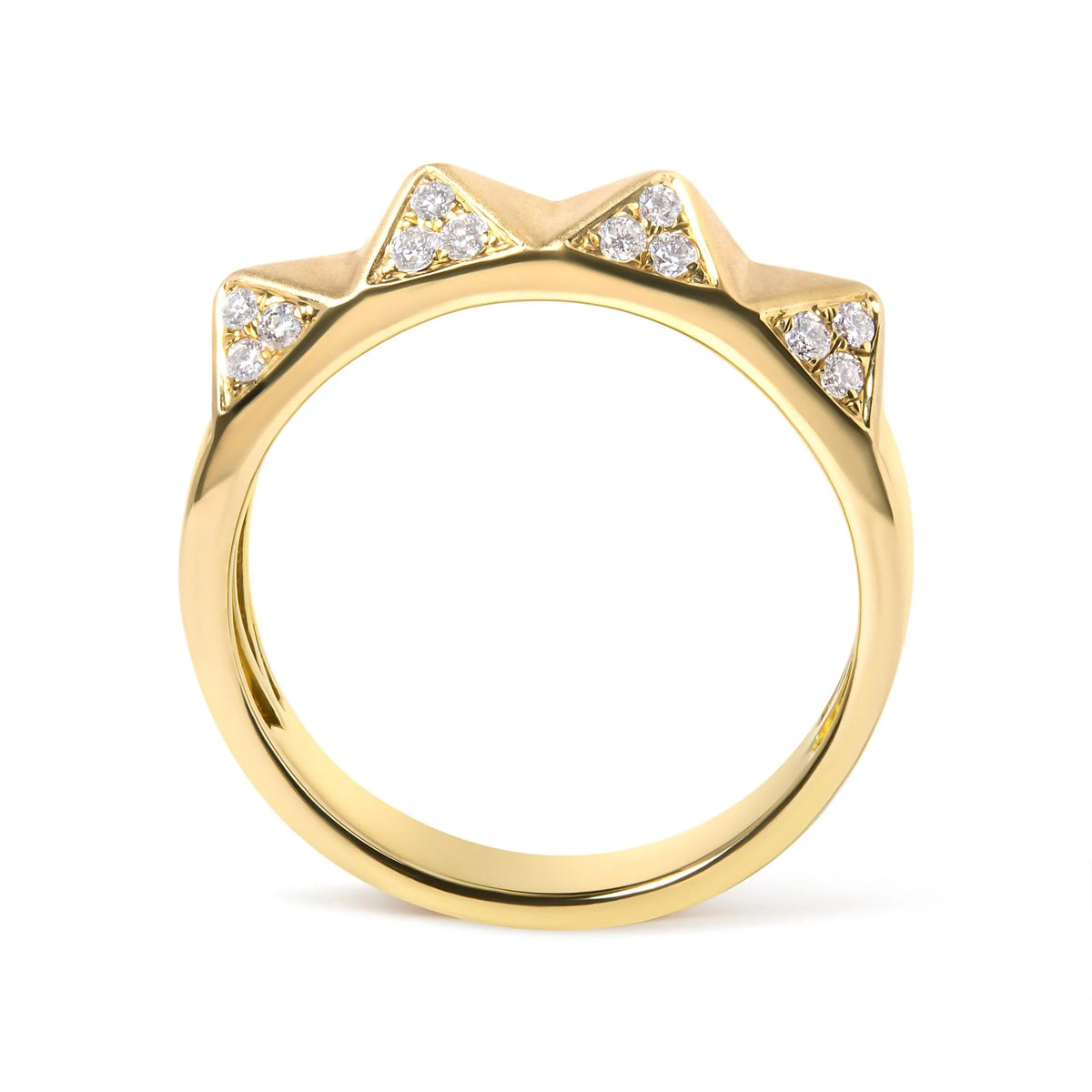 14K Yellow Gold 1/4 Cttw White Diamond Pyramid Band Ring (G - H Color, SI1 - SI2 Clarity) - Size 7 - LinkagejewelrydesignLinkagejewelrydesign