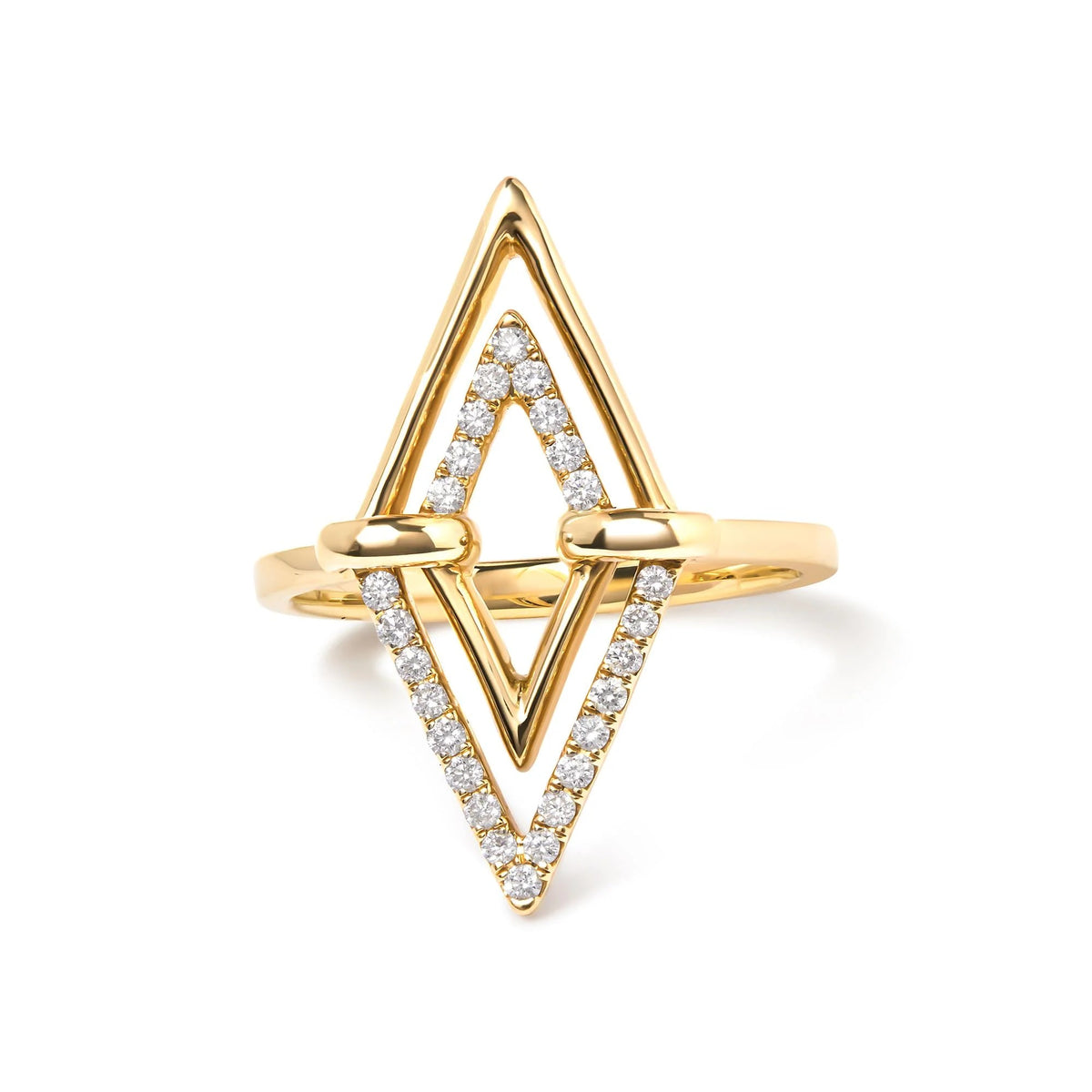 14K Yellow Gold 1/5 Cttw Diamond Double Triangle Ring (G - H Color, SI1 - SI2 Clarity) - Size 7 - LinkagejewelrydesignLinkagejewelrydesign