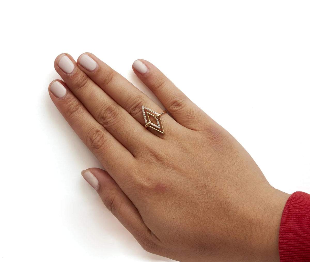 14K Yellow Gold 1/5 Cttw Diamond Double Triangle Ring (G - H Color, SI1 - SI2 Clarity) - Size 7 - LinkagejewelrydesignLinkagejewelrydesign