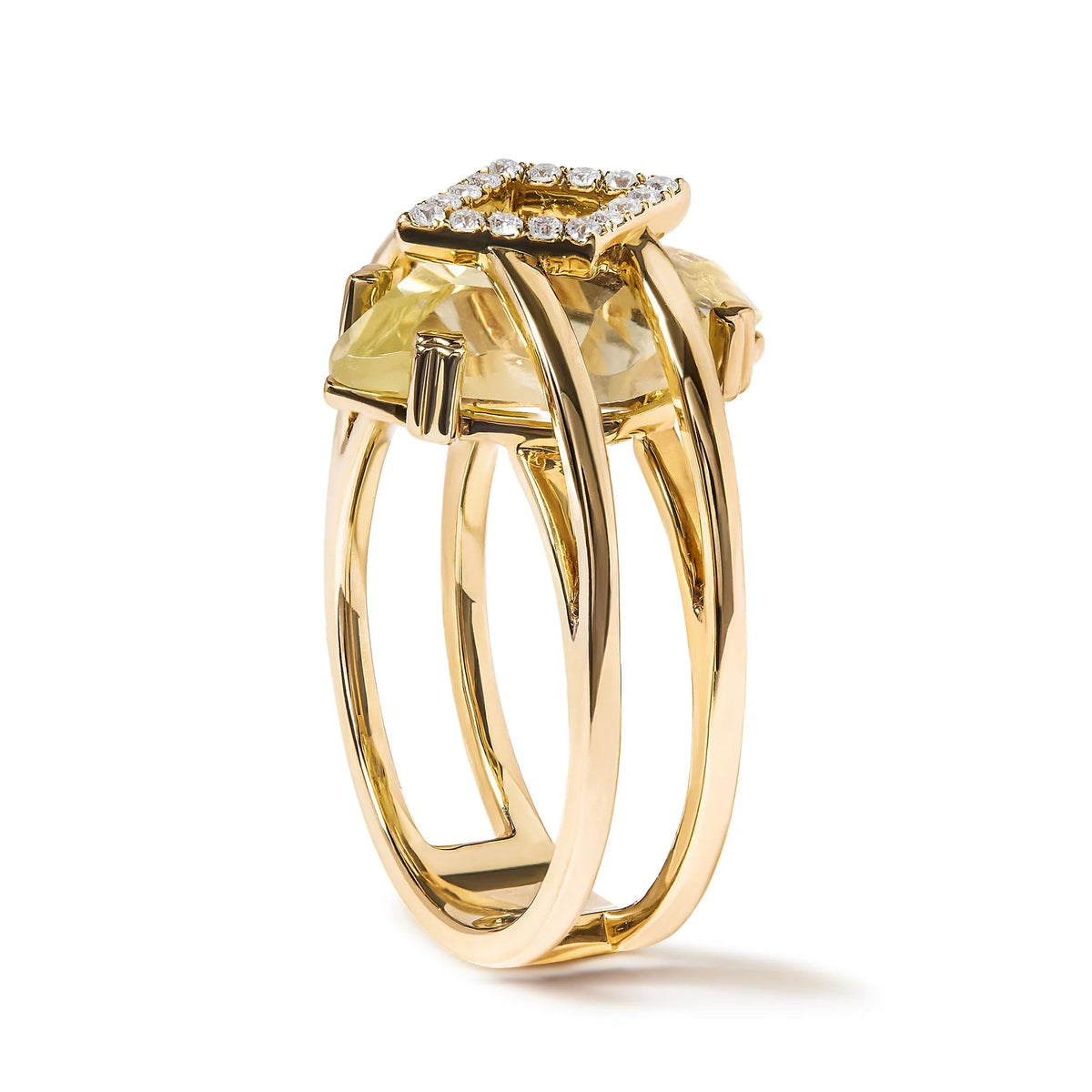14K Yellow Gold 15x15 MM Marquise Cut Yellow Topaz and Diamond Accent Statement Cocktail Ring (G - H Color, SI1 - SI2 Clarity) - LinkagejewelrydesignLinkagejewelrydesign