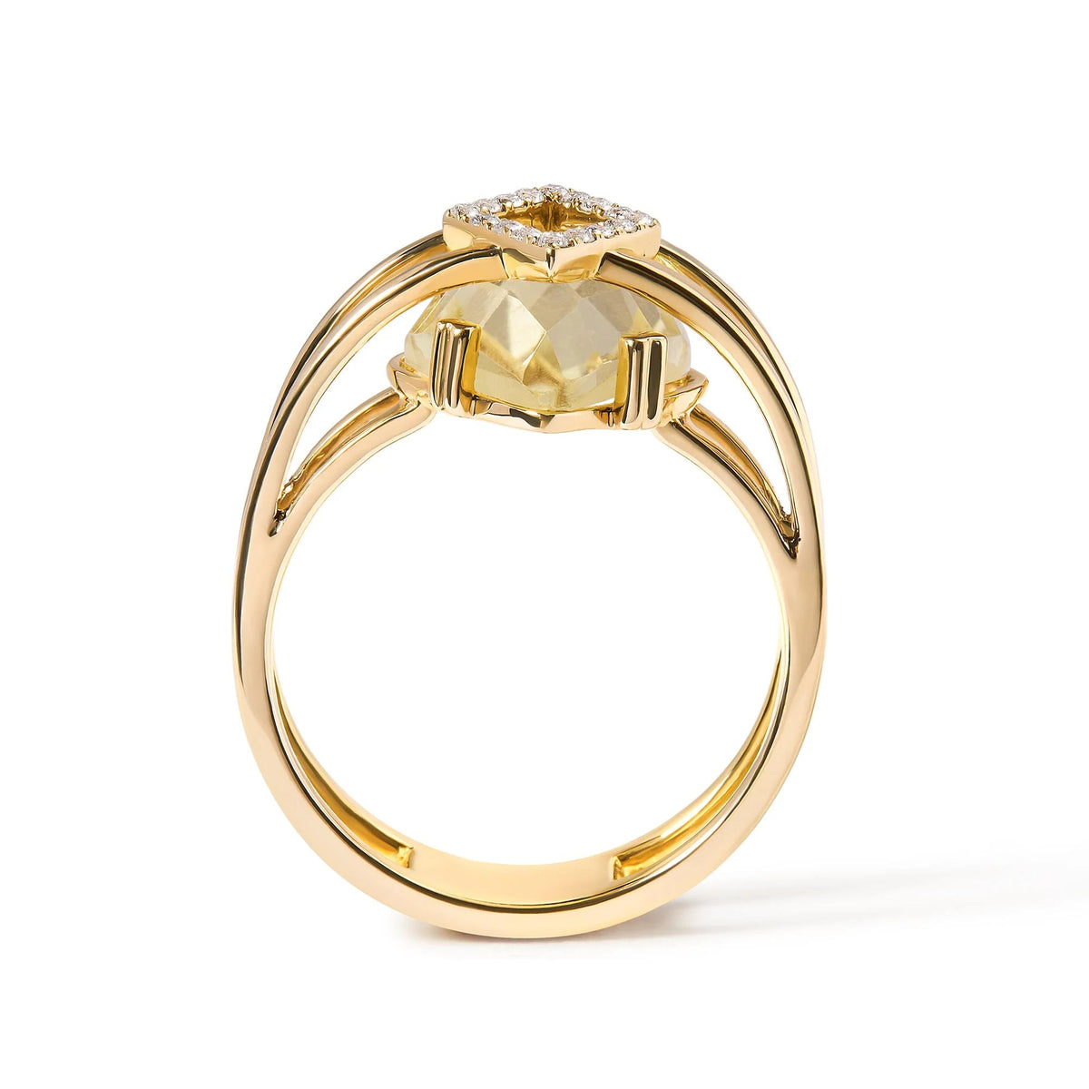 14K Yellow Gold 15x15 MM Marquise Cut Yellow Topaz and Diamond Accent Statement Cocktail Ring (G - H Color, SI1 - SI2 Clarity) - LinkagejewelrydesignLinkagejewelrydesign
