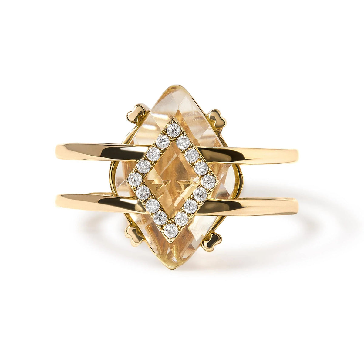 14K Yellow Gold 15x15 MM Marquise Cut Yellow Topaz and Diamond Accent Statement Cocktail Ring (G - H Color, SI1 - SI2 Clarity) - LinkagejewelrydesignLinkagejewelrydesign