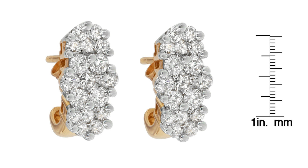 14K Yellow Gold 2 1/20 cttw Round Cut Diamond Cluster Earrings (I - J, I1 - I2) - LinkagejewelrydesignLinkagejewelrydesign