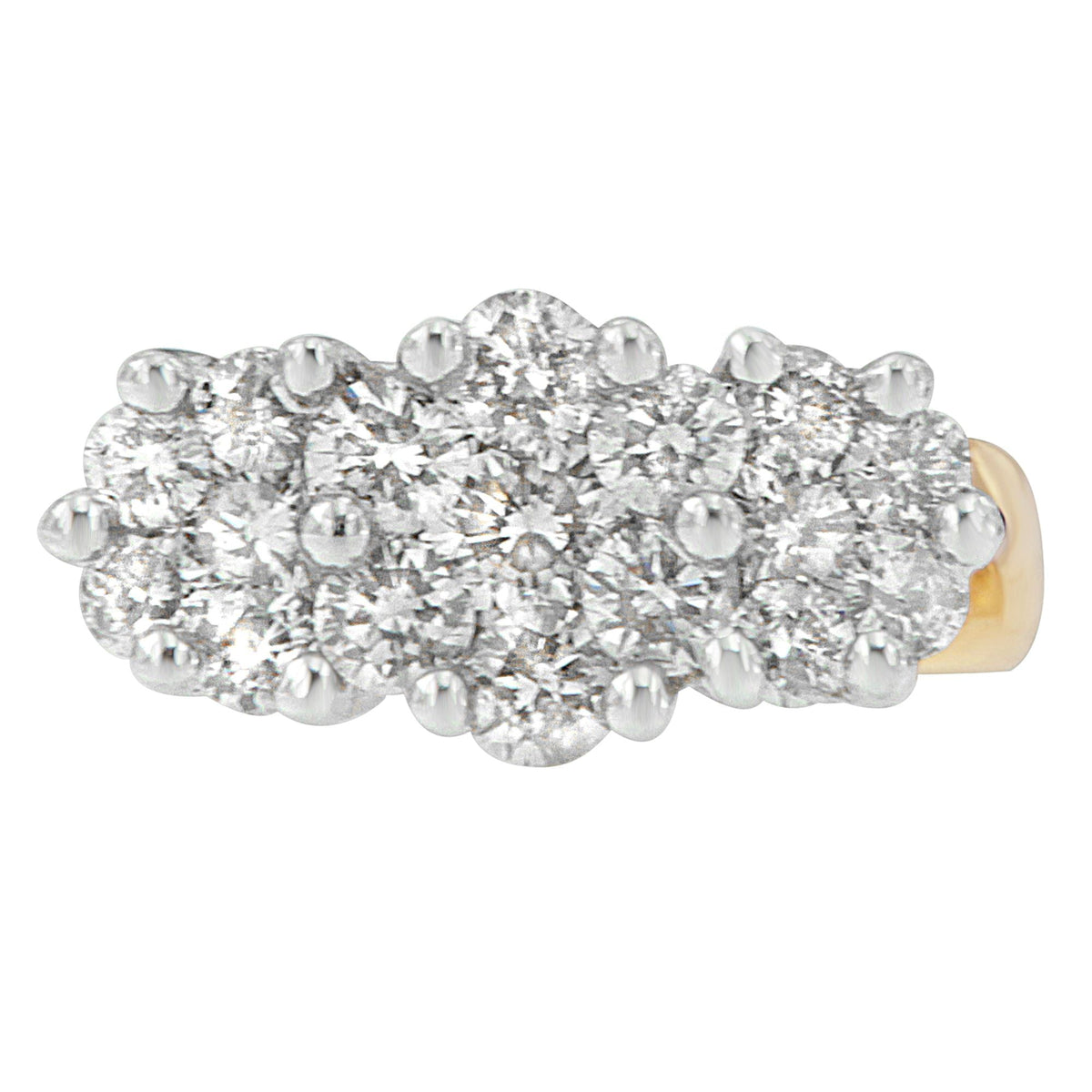14K Yellow Gold 2 1/20 cttw Round Cut Diamond Cluster Earrings (I - J, I1 - I2) - LinkagejewelrydesignLinkagejewelrydesign