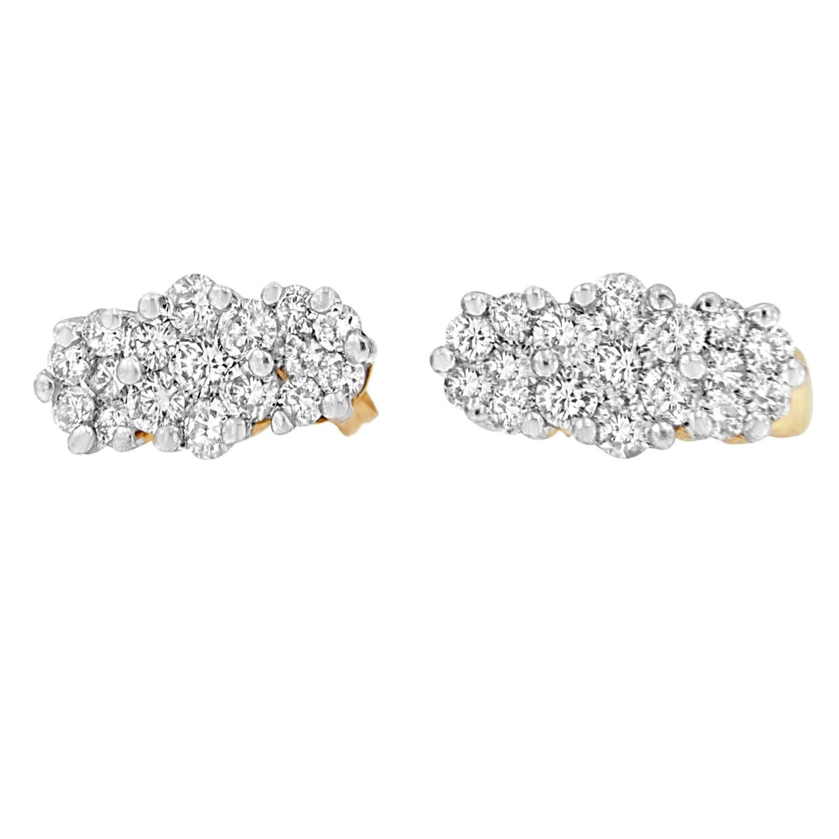 14K Yellow Gold 2 1/20 cttw Round Cut Diamond Cluster Earrings (I - J, I1 - I2) - LinkagejewelrydesignLinkagejewelrydesign