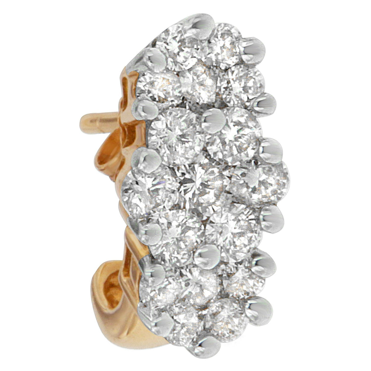 14K Yellow Gold 2 1/20 cttw Round Cut Diamond Cluster Earrings (I - J, I1 - I2) - LinkagejewelrydesignLinkagejewelrydesign