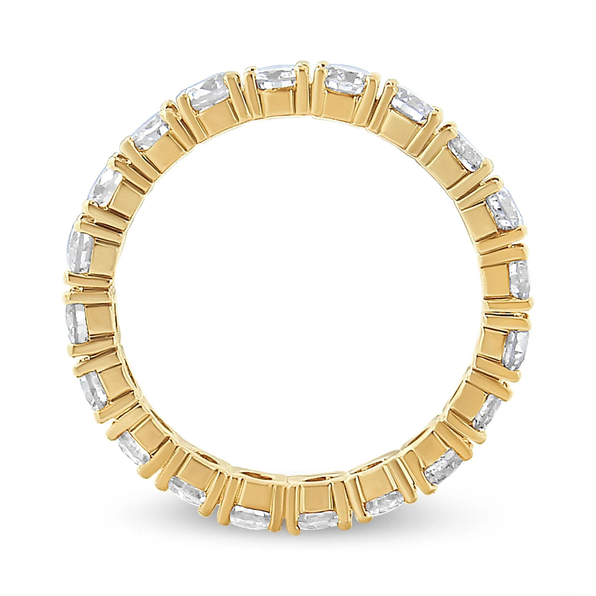 14K Yellow Gold 2.00 Cttw Shared Prong Set Round Cut Diamond Eternity Band (J - K Color, VS1 - VS2 Clarity) - LinkagejewelrydesignLinkagejewelrydesign