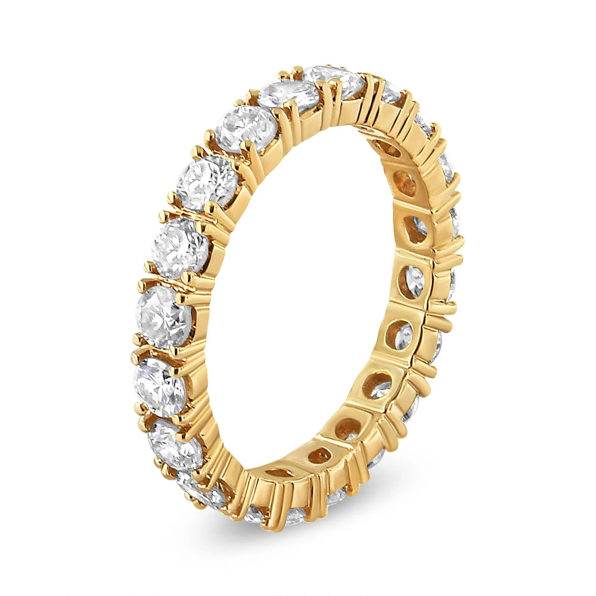 14K Yellow Gold 2.00 Cttw Shared Prong Set Round Cut Diamond Eternity Band (J - K Color, VS1 - VS2 Clarity) - LinkagejewelrydesignLinkagejewelrydesign