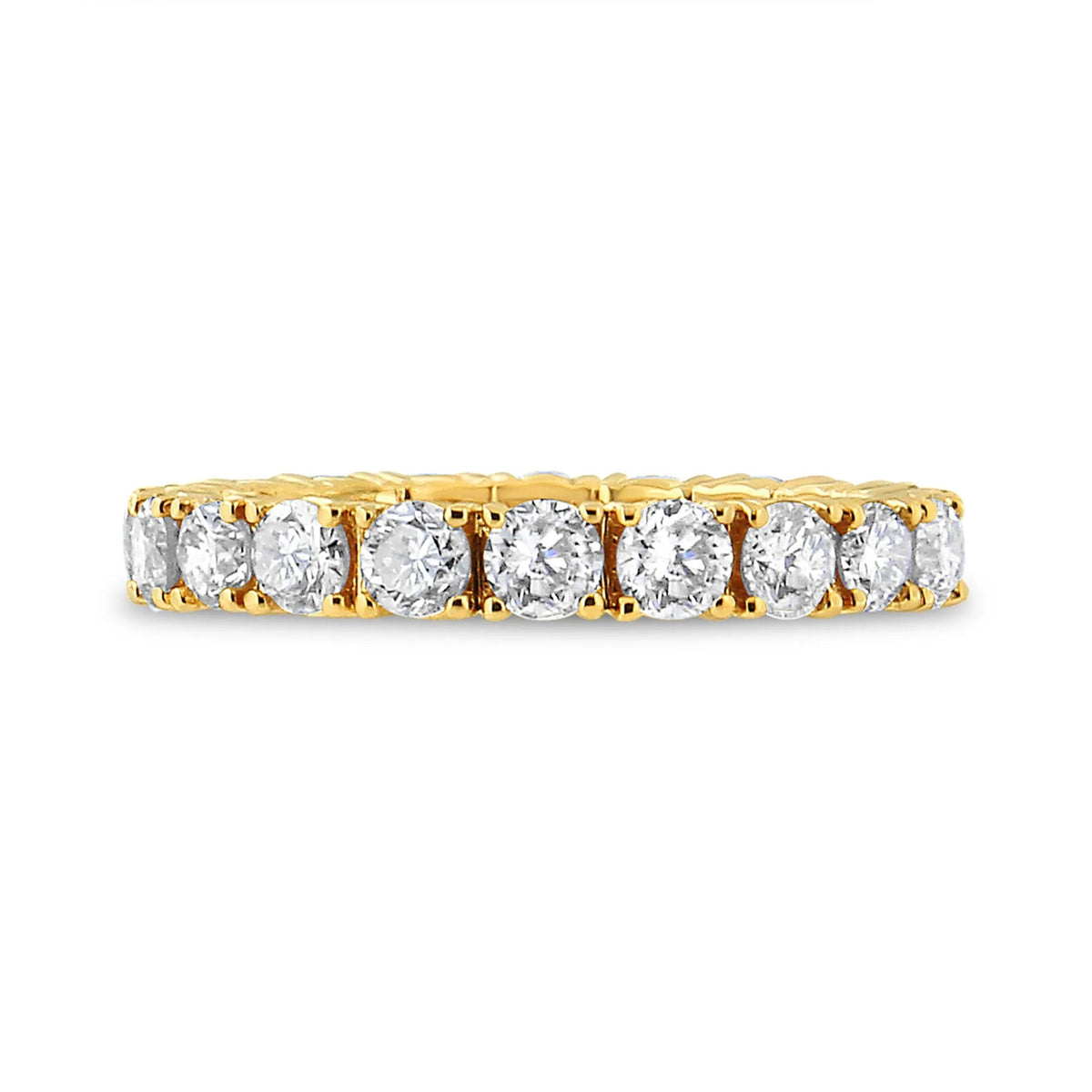 14K Yellow Gold 2.00 Cttw Shared Prong Set Round Cut Diamond Eternity Band (J - K Color, VS1 - VS2 Clarity) - LinkagejewelrydesignLinkagejewelrydesign