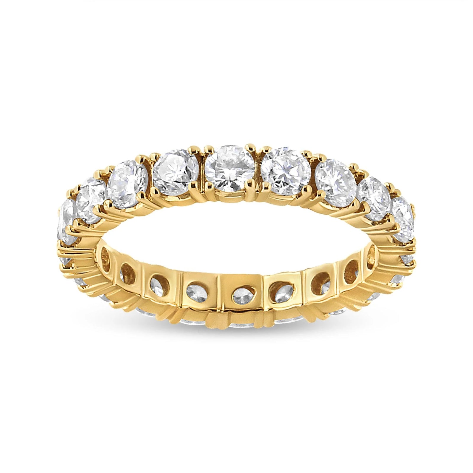 14K Yellow Gold 2.00 Cttw Shared Prong Set Round Cut Diamond Eternity Band (J - K Color, VS1 - VS2 Clarity) - LinkagejewelrydesignLinkagejewelrydesign