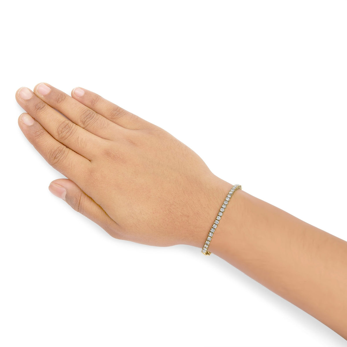 14K Yellow Gold 3.00 Cttw 4 Prong Set Round Brilliant Cut Diamond Tennis 7.25" Bracelet (J - K Color, I1 - I2 Clarity) - LinkagejewelrydesignLinkagejewelrydesign