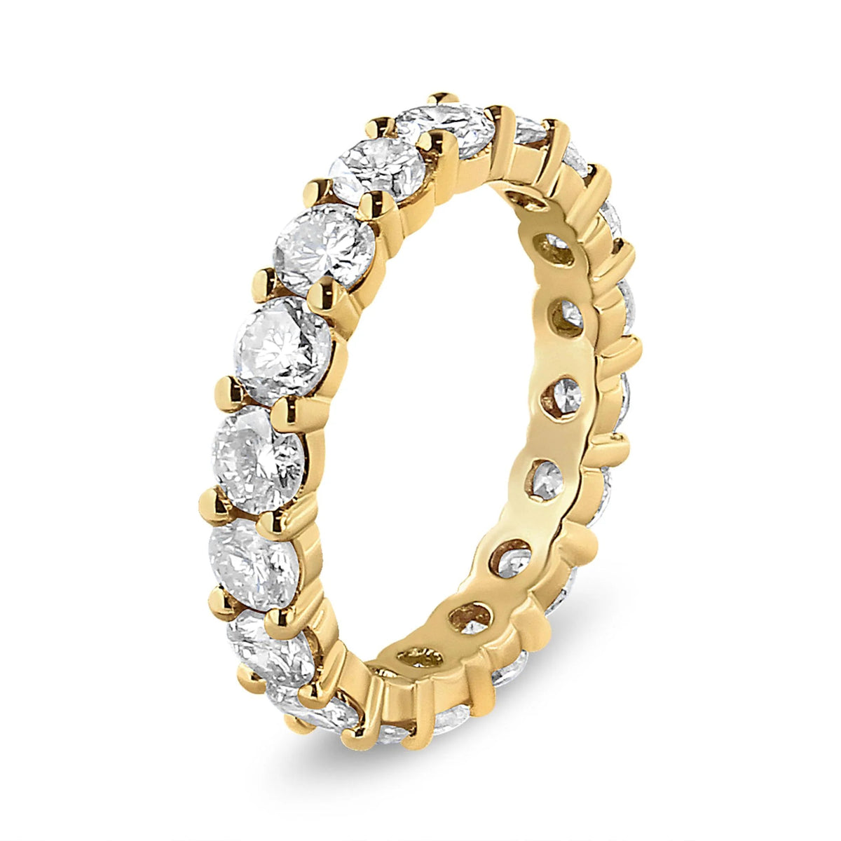 14K Yellow Gold 3.00 Cttw Shared Prong Set Round Cut Diamond Eternity Band (J - K Color, VS1 - VS2 Clarity) - LinkagejewelrydesignLinkagejewelrydesign