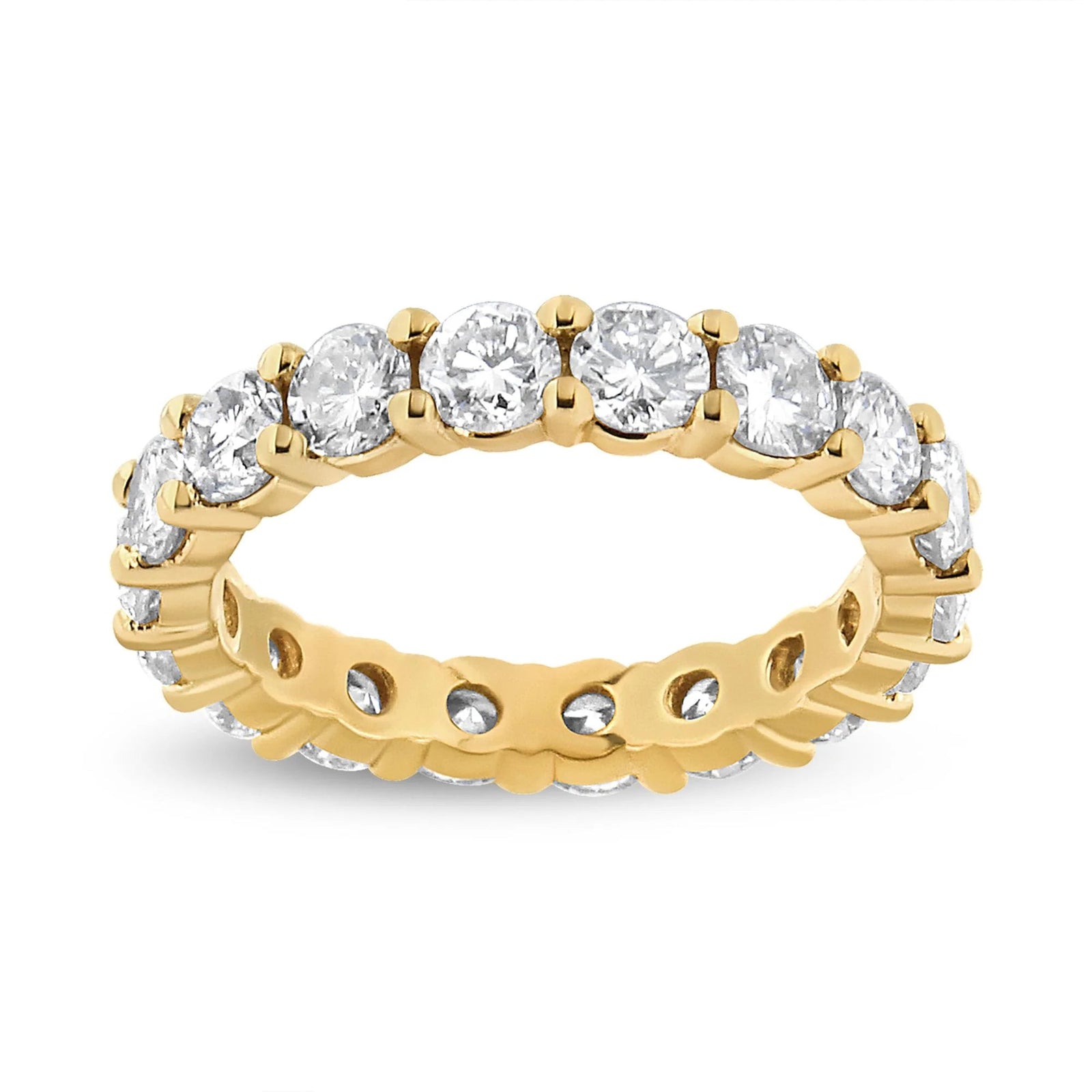 14K Yellow Gold 3.00 Cttw Shared Prong Set Round Cut Diamond Eternity Band (J - K Color, VS1 - VS2 Clarity) - LinkagejewelrydesignLinkagejewelrydesign