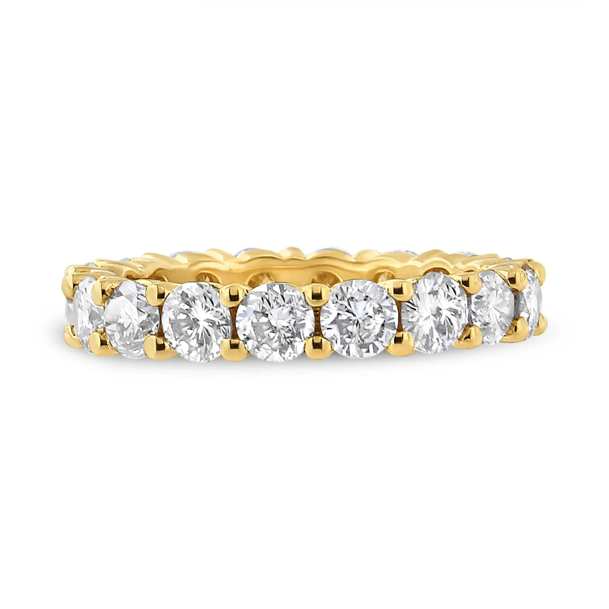 14K Yellow Gold 3.00 Cttw Shared Prong Set Round Cut Diamond Eternity Band (J - K Color, VS1 - VS2 Clarity) - LinkagejewelrydesignLinkagejewelrydesign