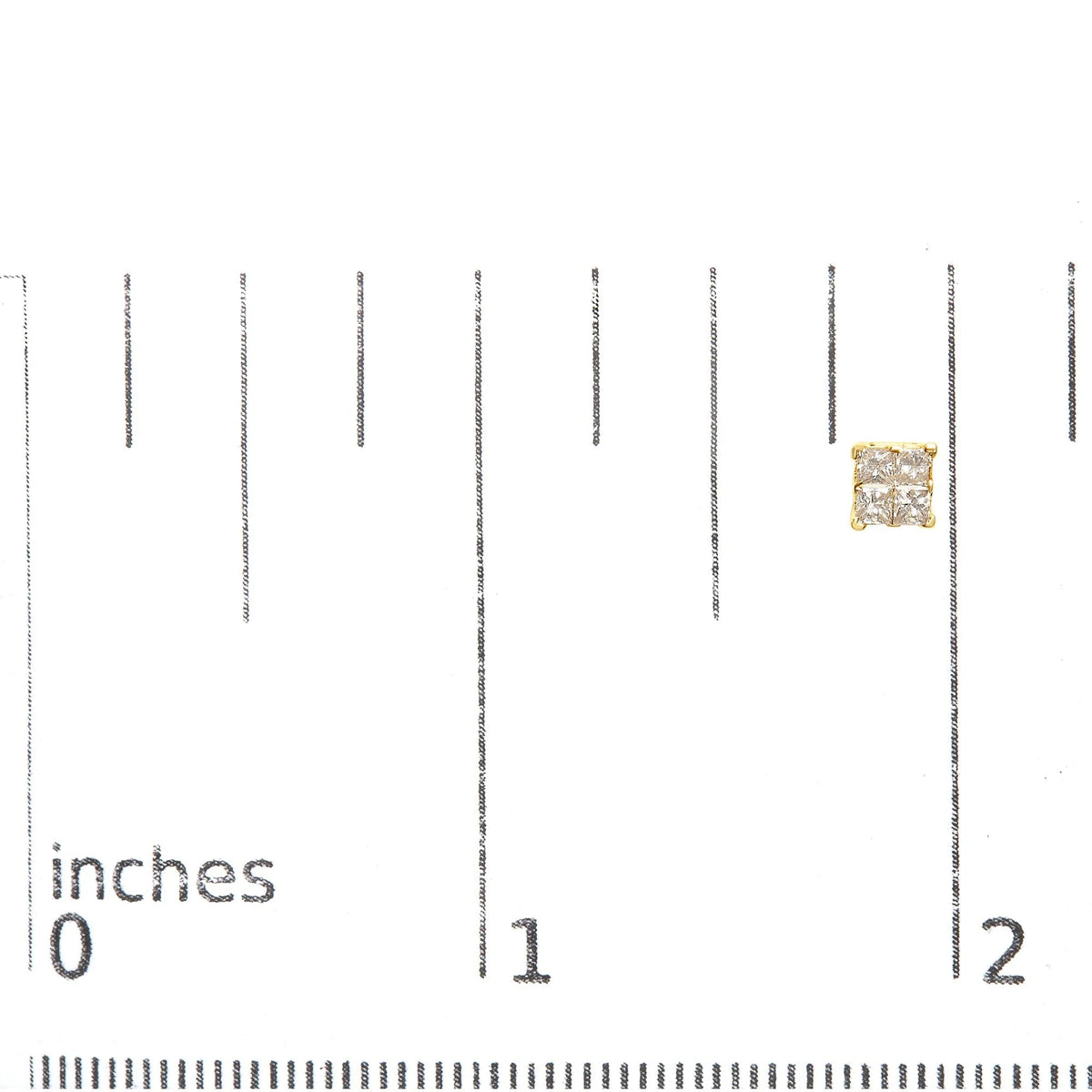14K Yellow Gold 3/4 Cttw Invisible Set Princess - Cut Diamond 4 Stone Square Stud Earrings (J - K Color, SI2 - I1 Clarity) - LinkagejewelrydesignLinkagejewelrydesign