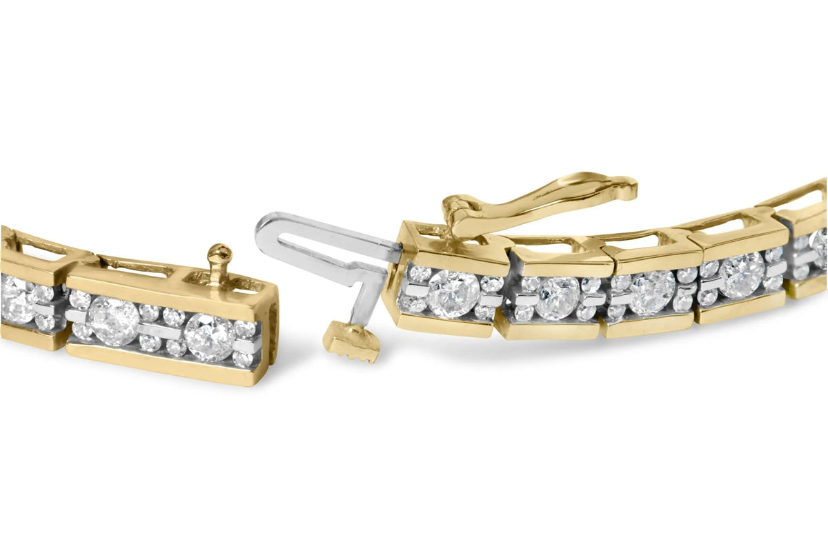 14K Yellow Gold 4.00 Cttw Channel Set Diamond Tennis Bracelet (J - K Color, I1 - I2 Clarity) - 7.5" Inches - LinkagejewelrydesignLinkagejewelrydesign