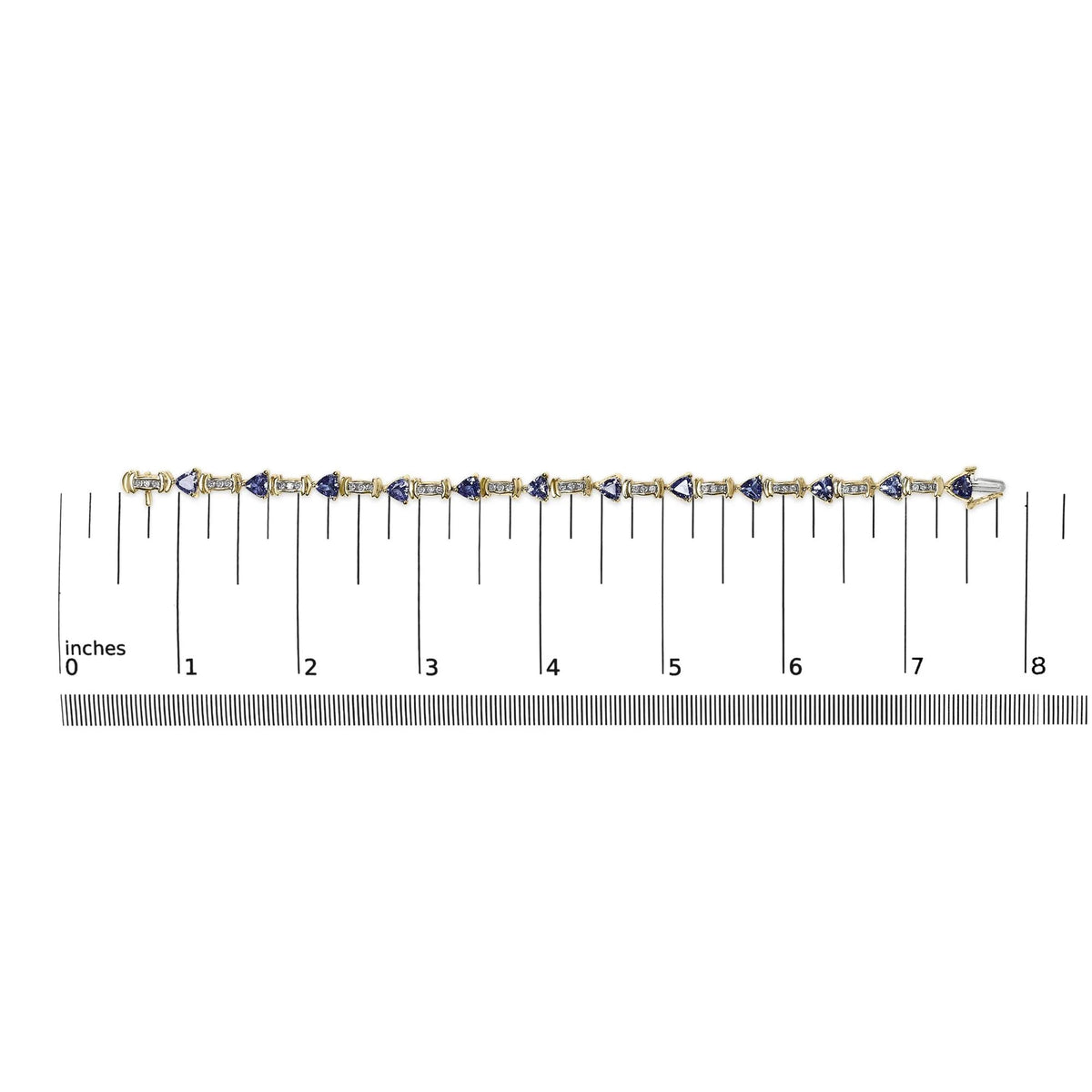 14K Yellow Gold 4x3 Trillion Cut Purple Tanzanite and Diamond Link Bracelet (H - I Color, SI2 - I1 Clarity) - 7" Inches - LinkagejewelrydesignLinkagejewelrydesign