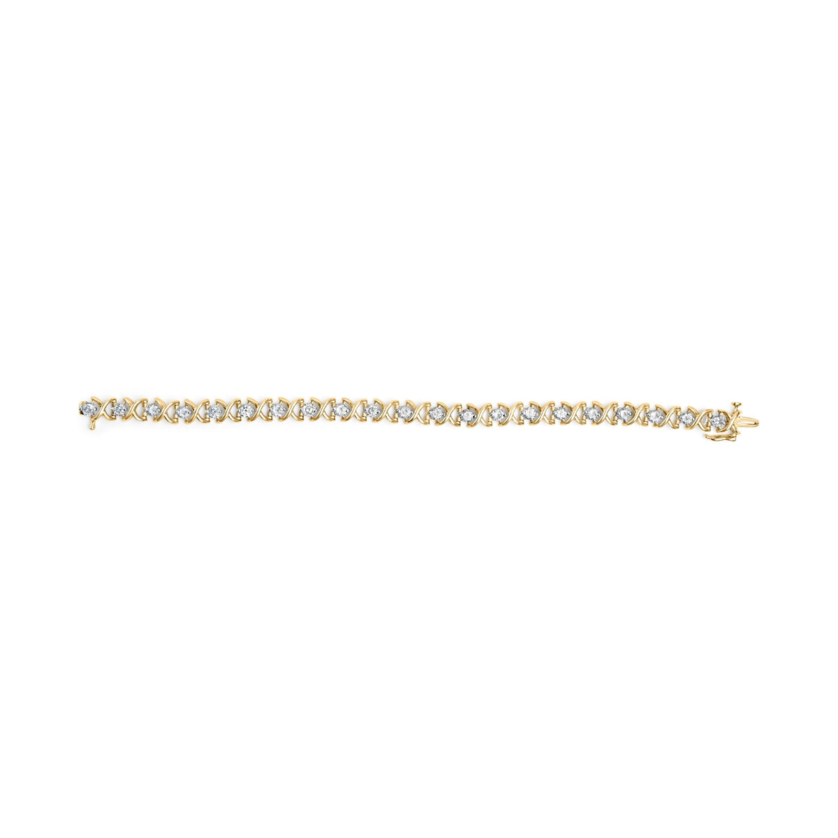 14K Yellow Gold 5.00 Cttw Round - Cut Diamond X - Link 7.5" Bracelet (J - K Color, I1 - I2 Clarity) - LinkagejewelrydesignLinkagejewelrydesign