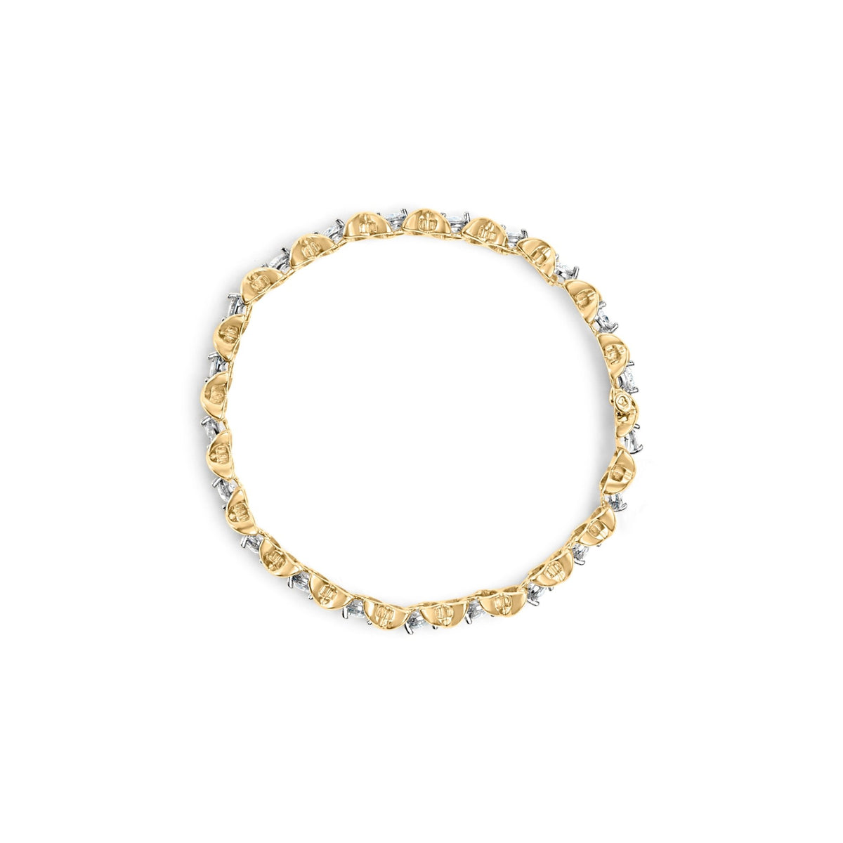 14K Yellow Gold 5.00 Cttw Round - Cut Diamond X - Link 7.5" Bracelet (J - K Color, I1 - I2 Clarity) - LinkagejewelrydesignLinkagejewelrydesign