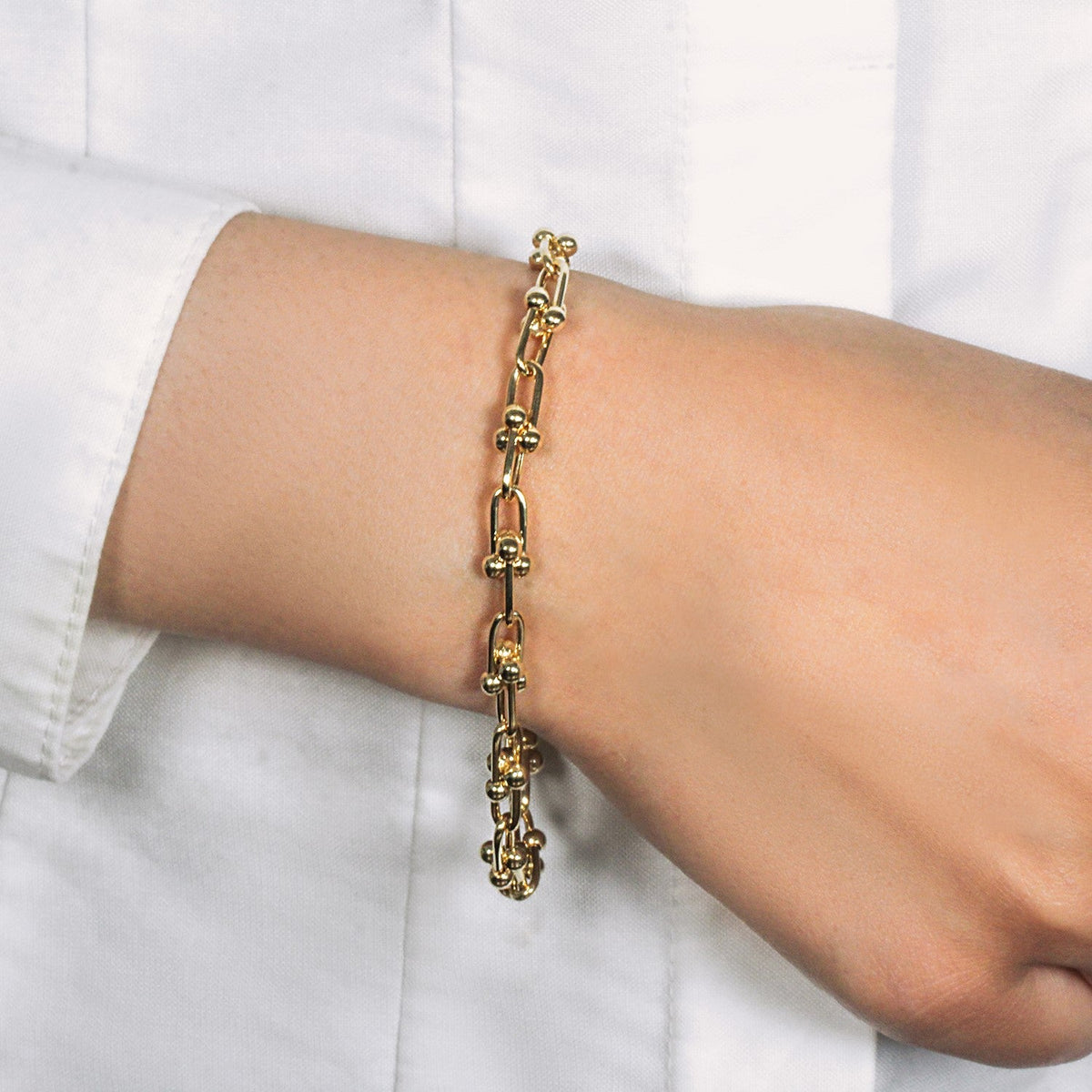 14k Yellow Gold 7 1/2 inch Jax Chain Bracelet (4.00 mm) - LinkagejewelrydesignLinkagejewelrydesign