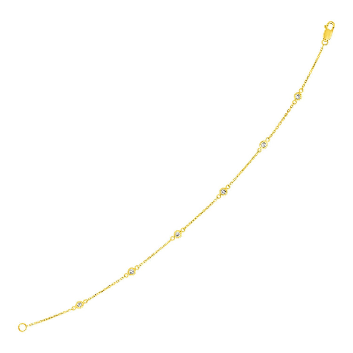 14k Yellow Gold 7 inch Bracelet with Diamond Stations - LinkagejewelrydesignLinkagejewelrydesign