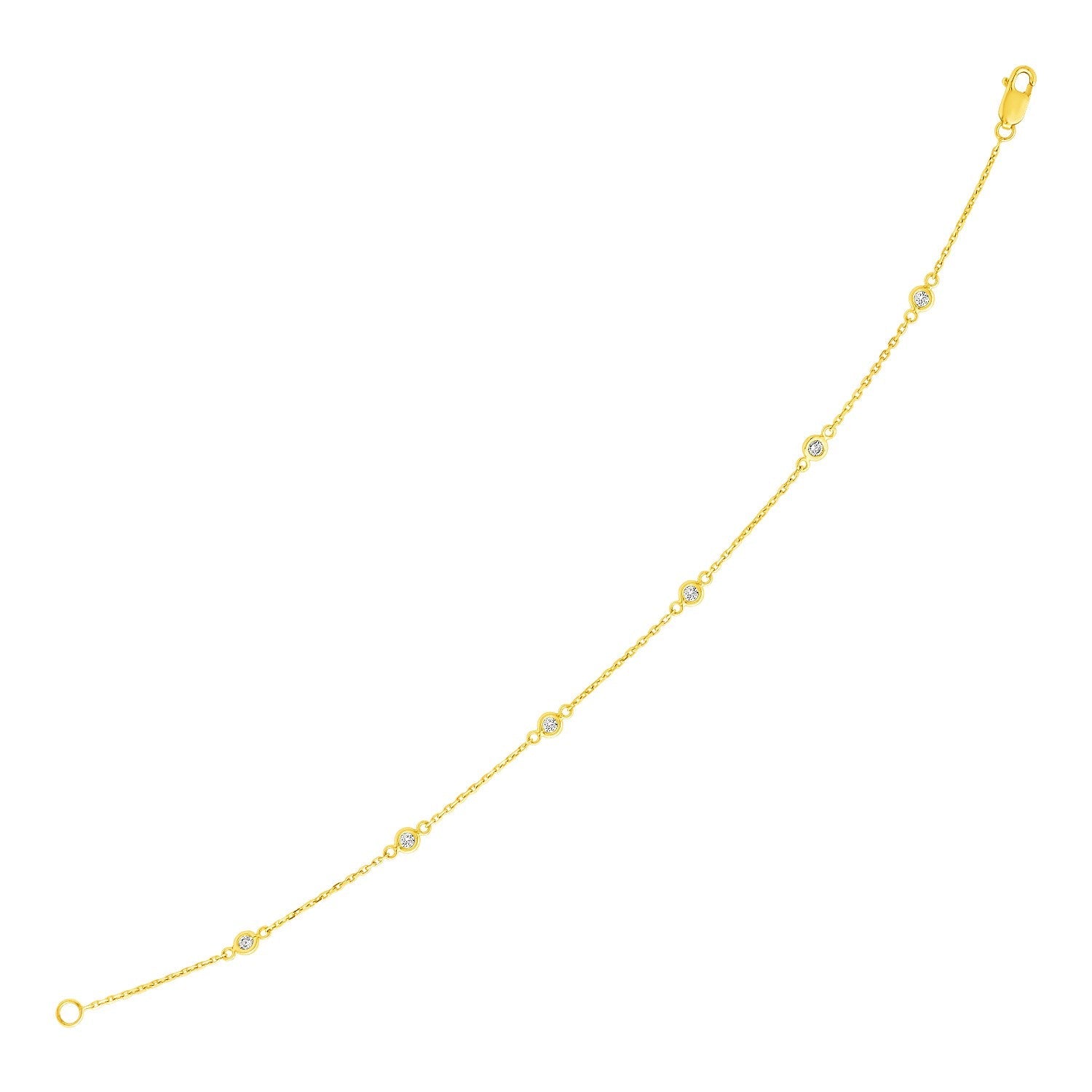 14k Yellow Gold 7 inch Bracelet with Diamond Stations - LinkagejewelrydesignLinkagejewelrydesign